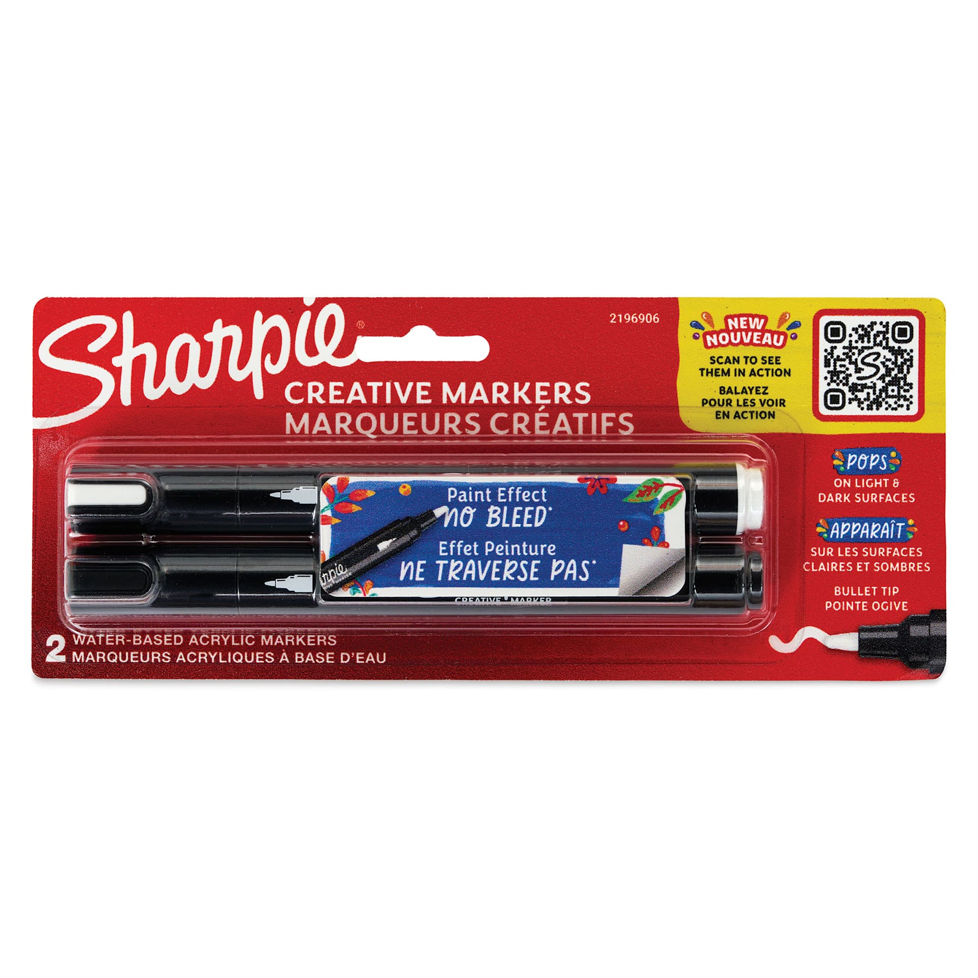 Sharpie Creative Acrylic Markers - Set of 2, Black and White, Bullet Tip front of the packaging