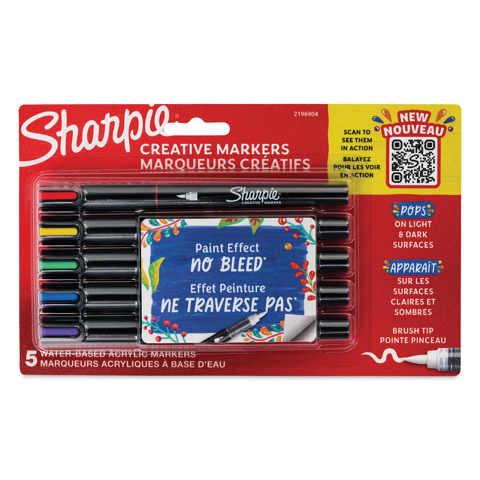 Sharpie Creative Acrylic Markers - Set of 5, Brush Tip front of the packaging