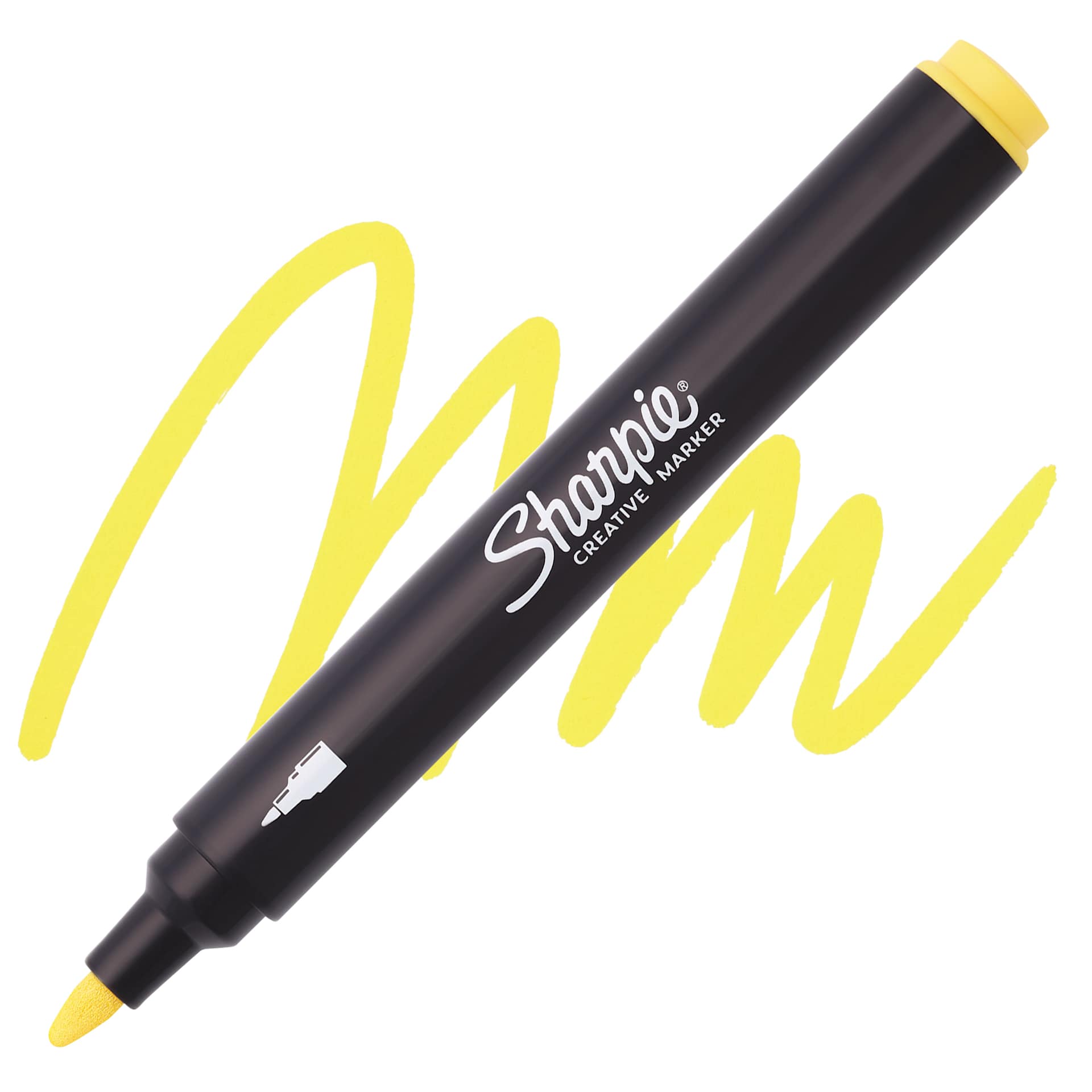 Sharpie Creative Acrylic Marker - Yellow, Bullet Tip swatch and marker