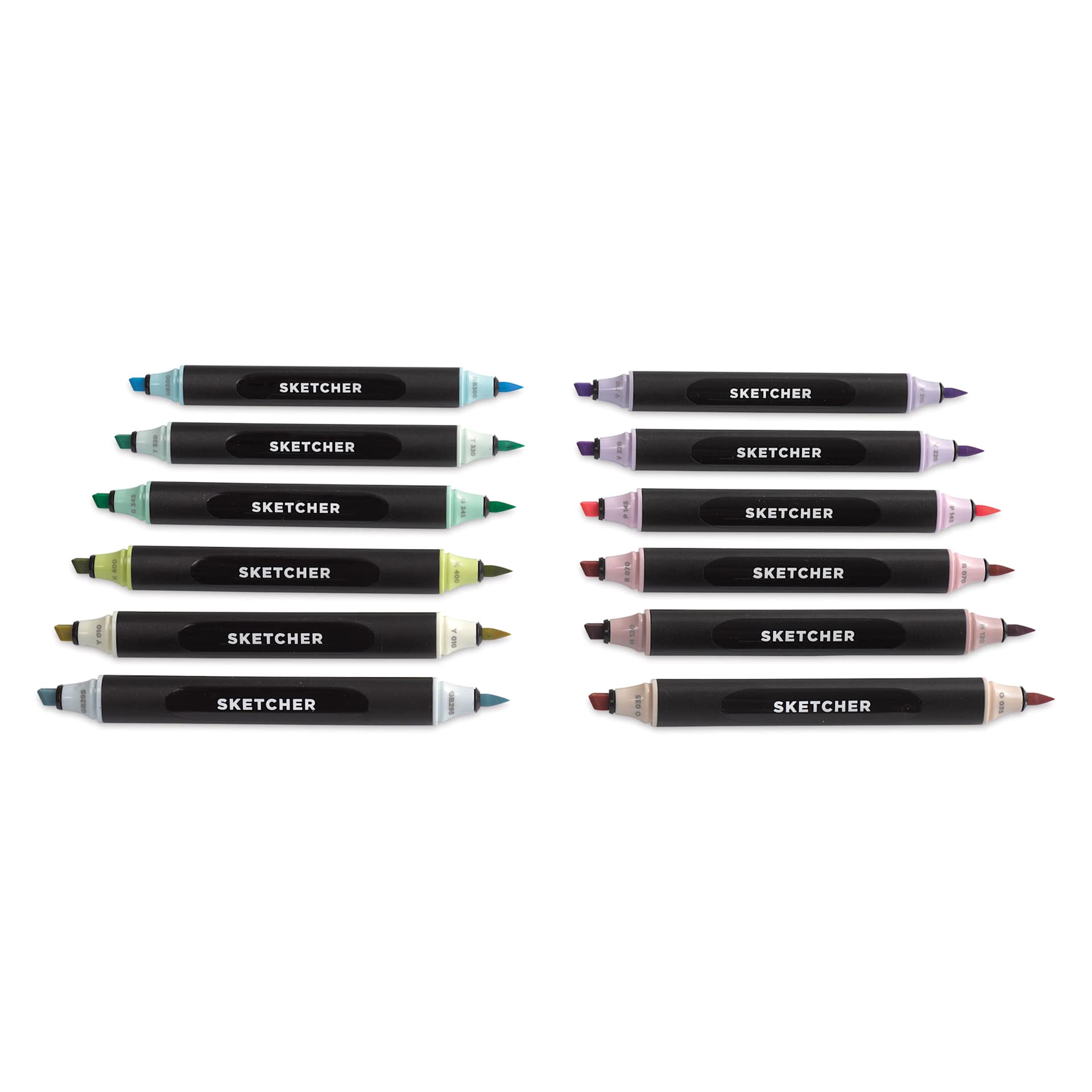 Molotow Sketcher Twin Graphic Markers - Pastel Kit, markers laid out