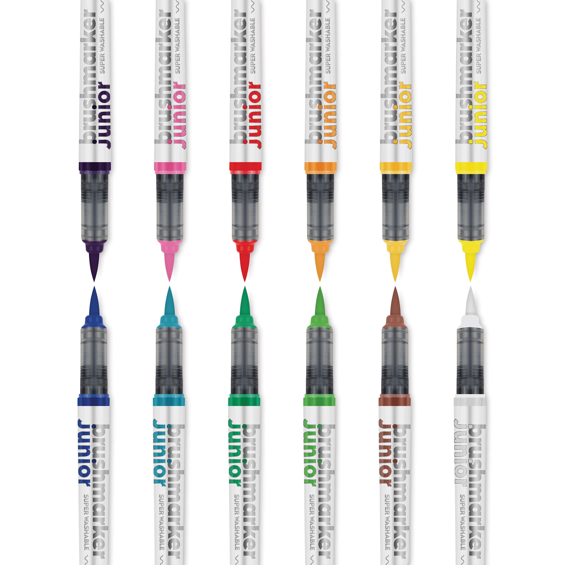 Karin Brushmarker Pro Junior Washable Markers - Set of 12, markers shown with cap off