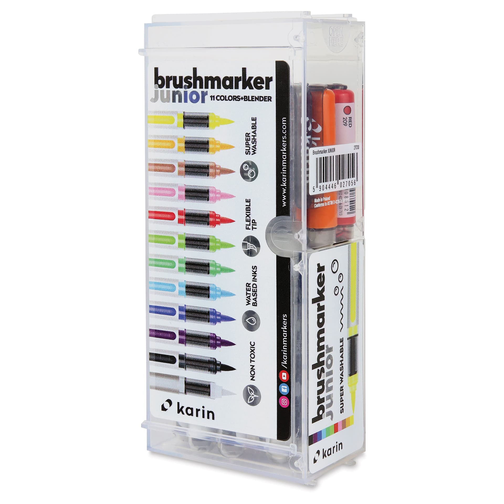 Karin Brushmarker Pro Junior Washable Markers - Set of 12, front of the packaging
