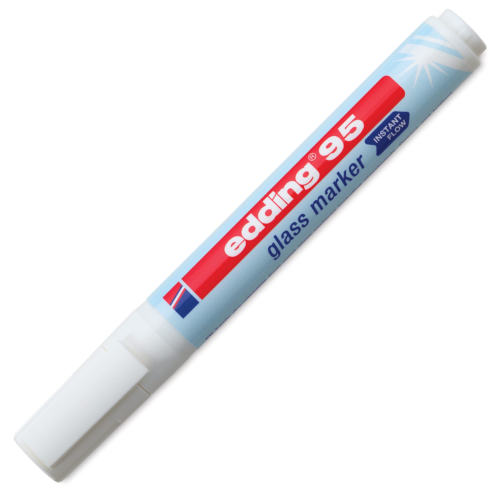 Edding 95 Glass Marker - White, marker with cap on