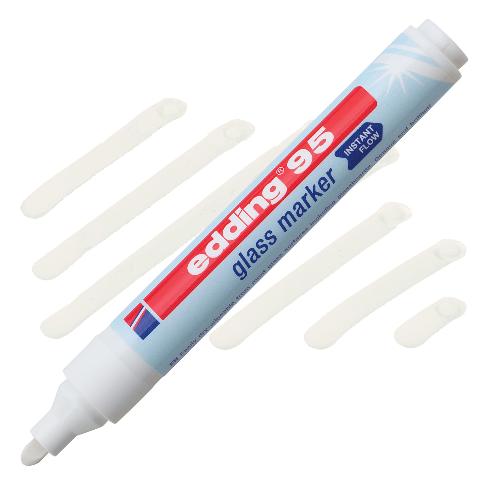 Edding 95 Glass Marker - White, marker and swatch