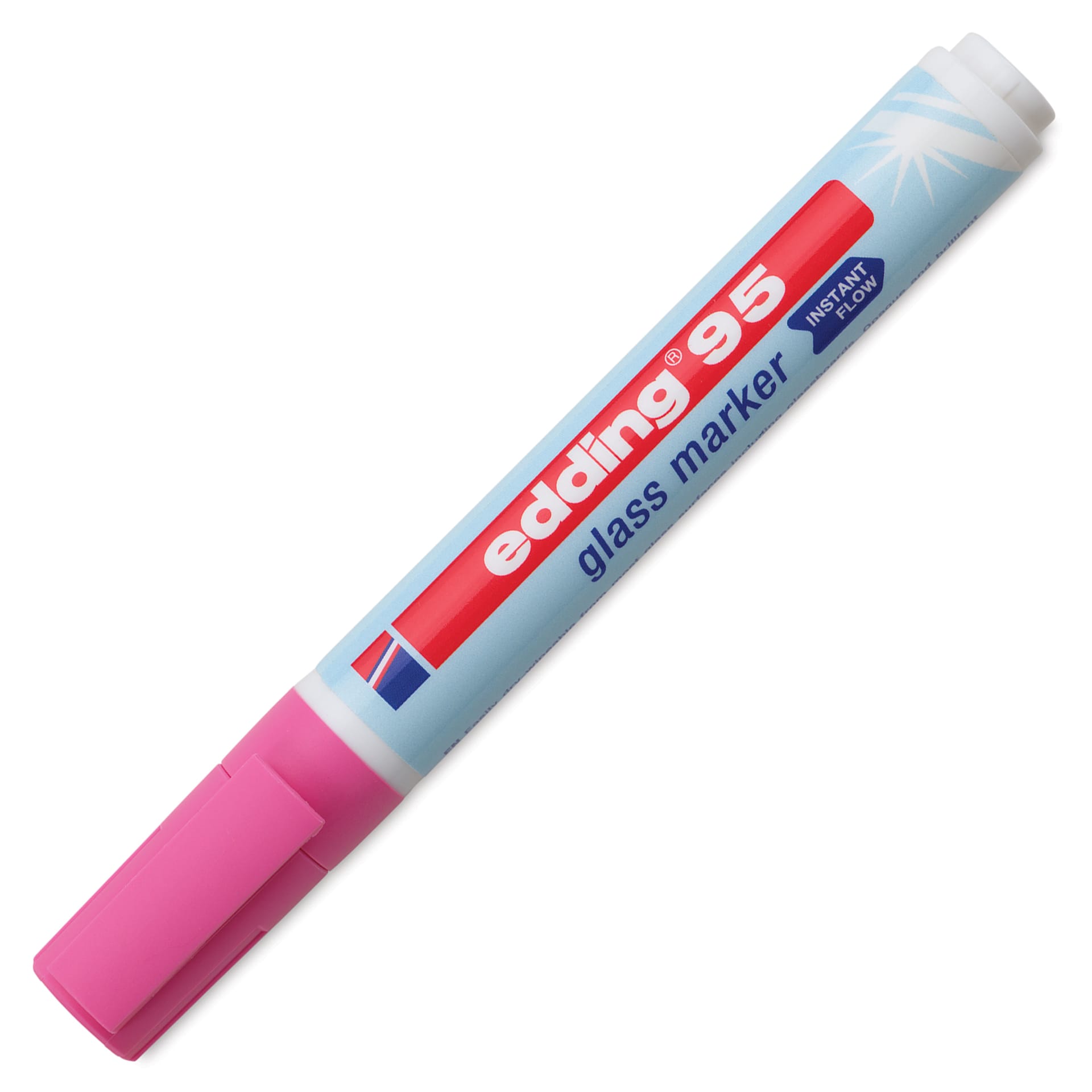 Edding 95 Glass Marker - Pink, marker with cap on