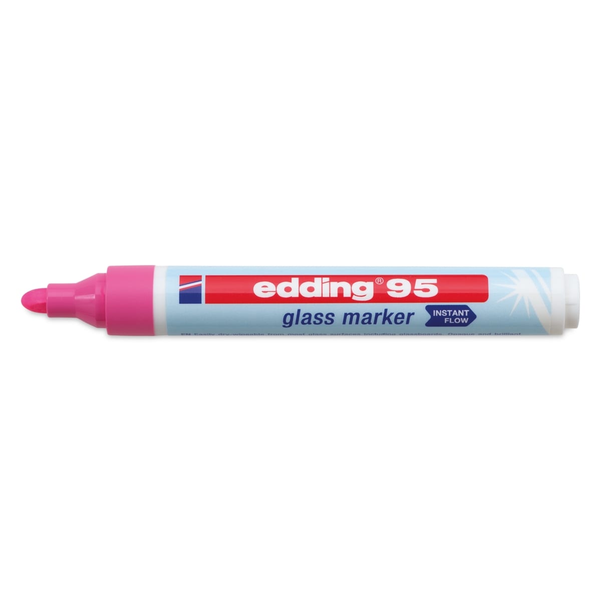 Edding 95 Glass Marker - Pink, marker with cap off