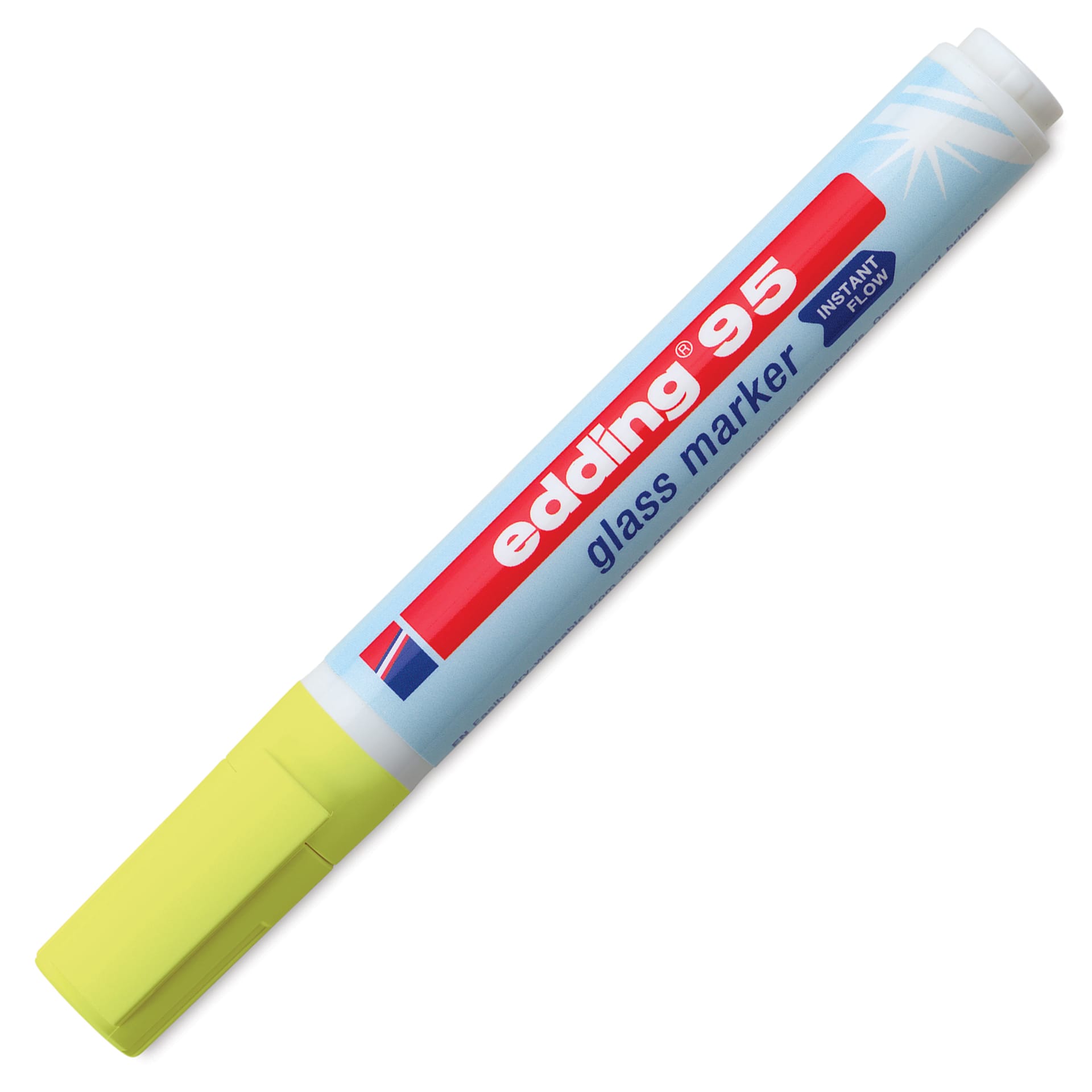 Edding 95 Glass Marker - Yellow, marker with cap on
