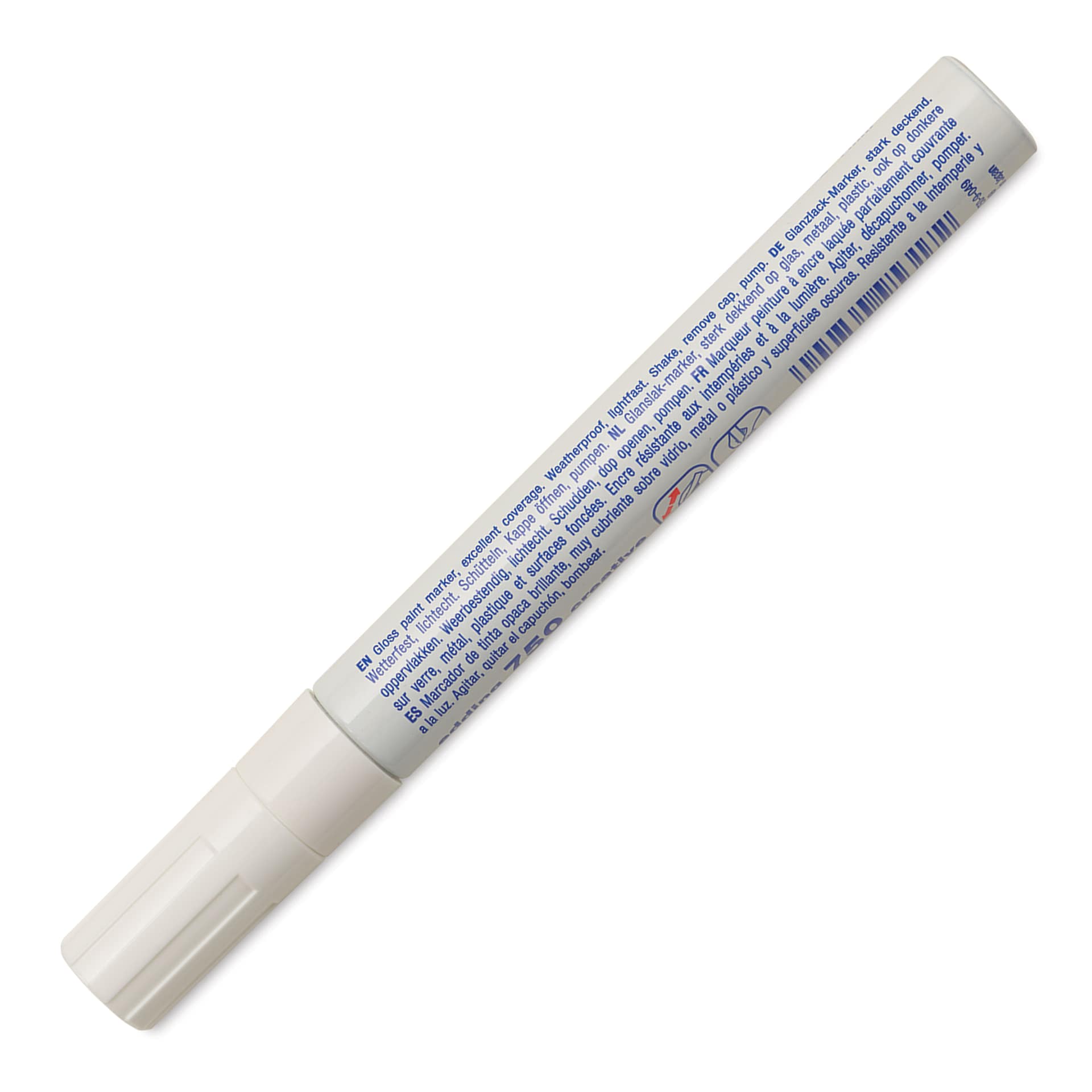 Edding Gloss Paint Marker - White, Round Nib, 2-4 mm, marker barrel showing description