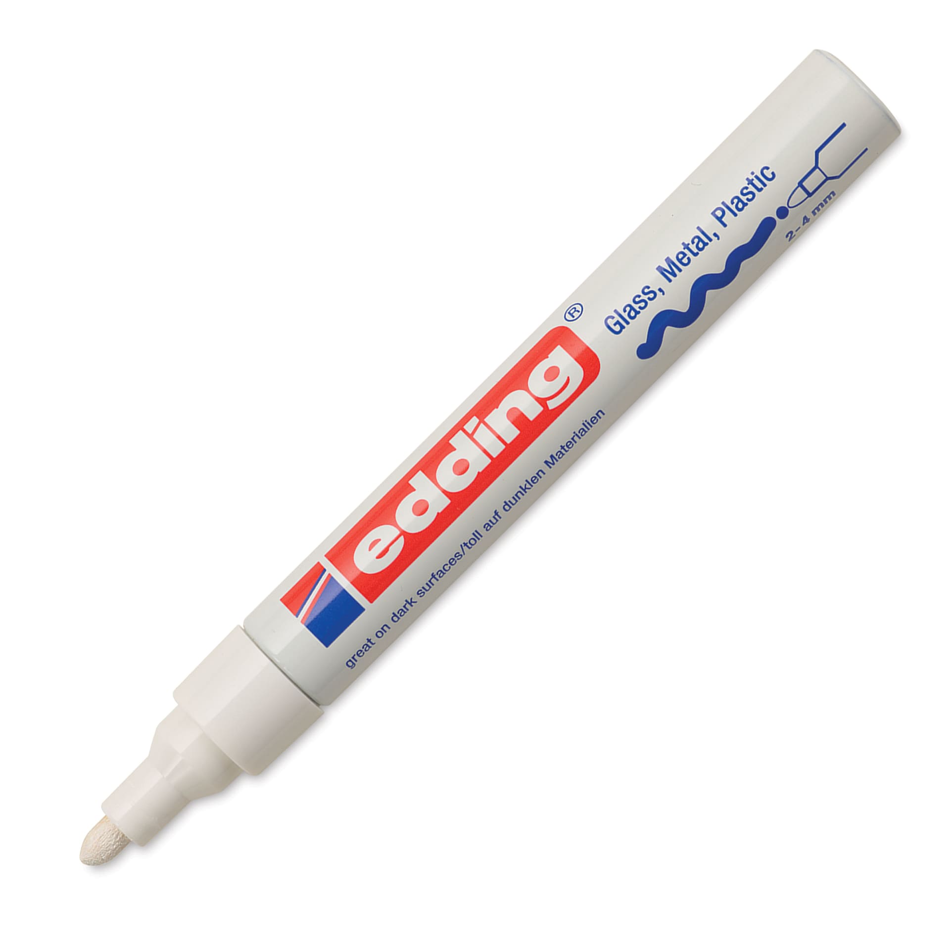 Edding Gloss Paint Marker - White, Round Nib, 2-4 mm, cap off