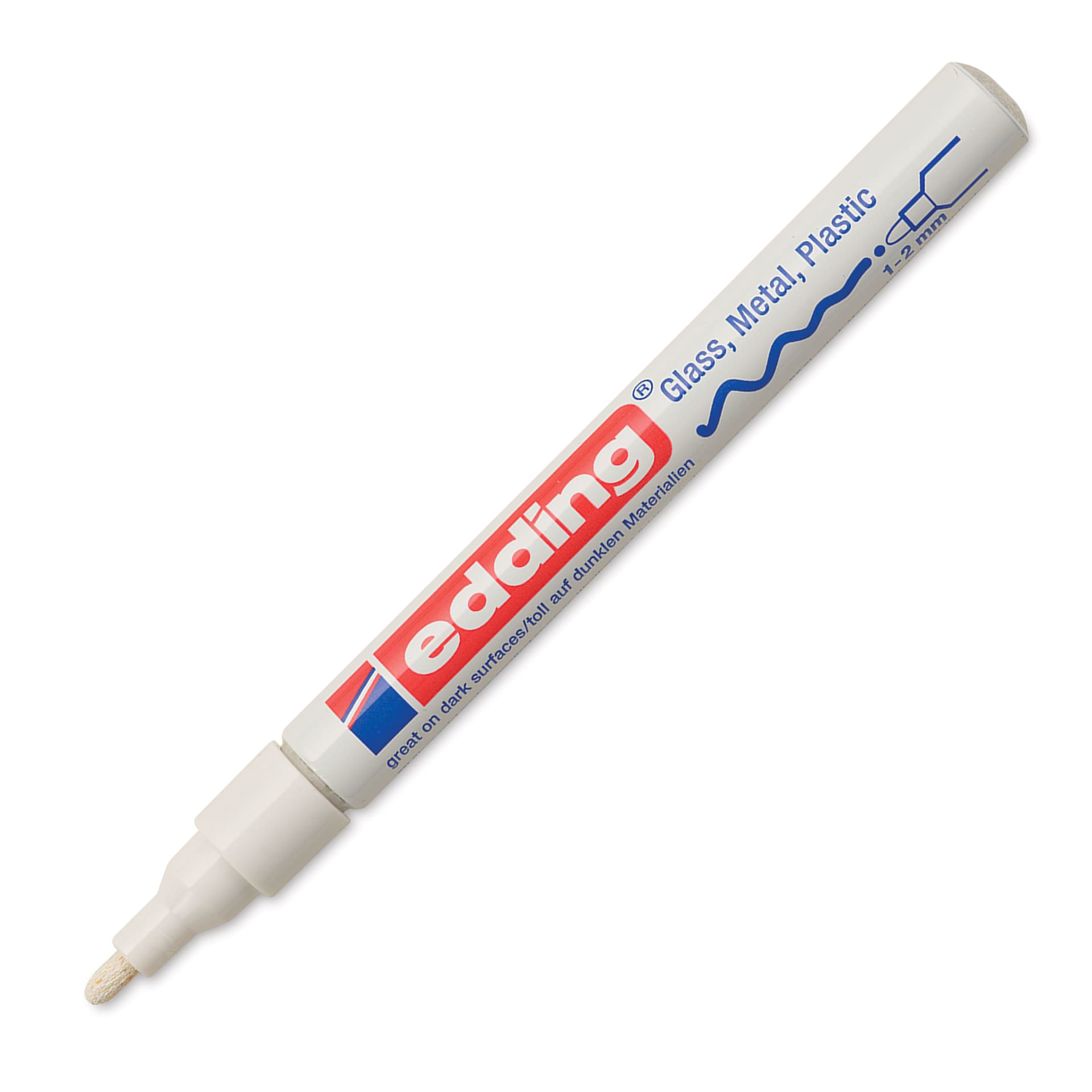 Edding Gloss Paint Marker - White, Round Nib, 1-2 mm, cap off
