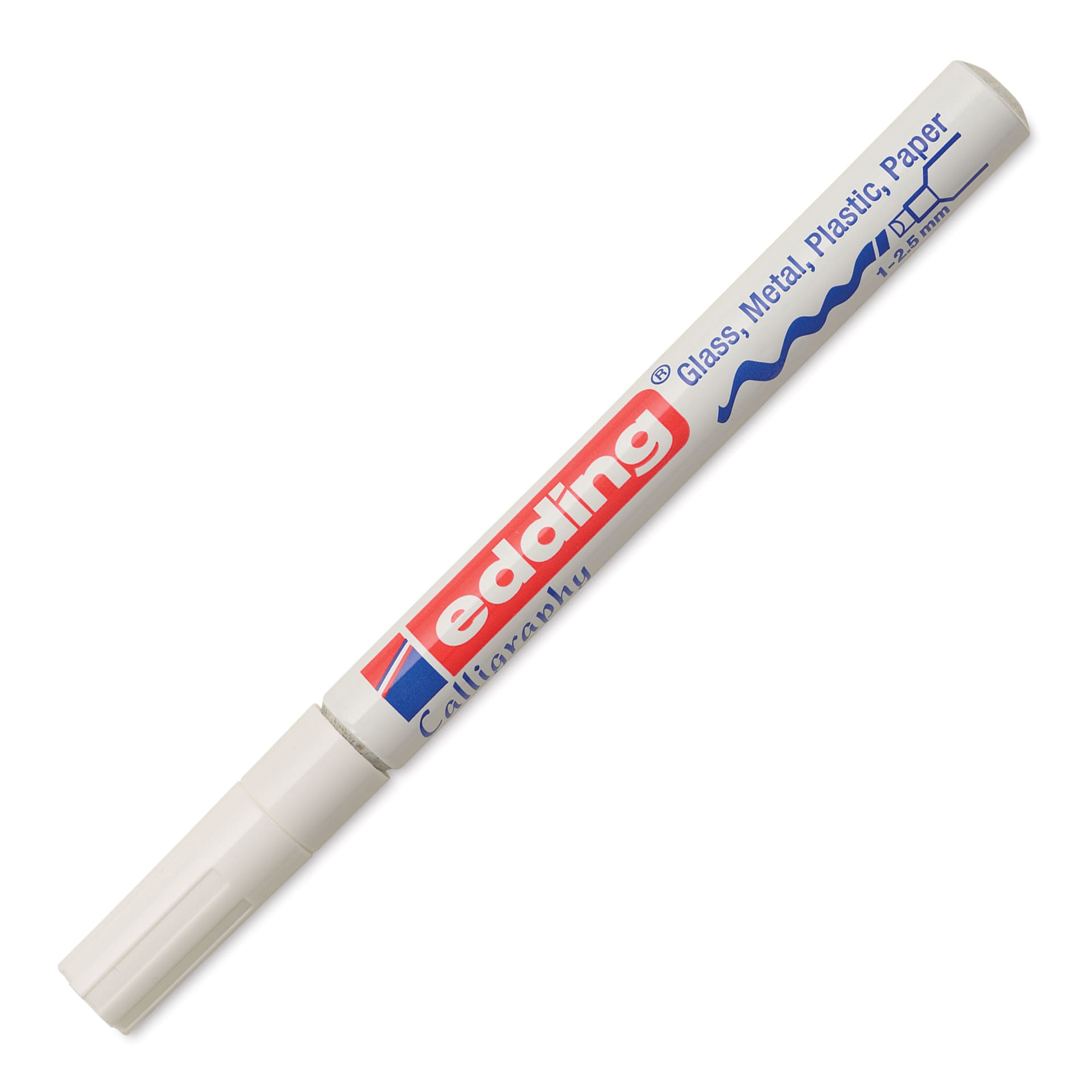 Edding Gloss Paint Marker - White, Calligraphy Nib, 1-5 mm, cap on