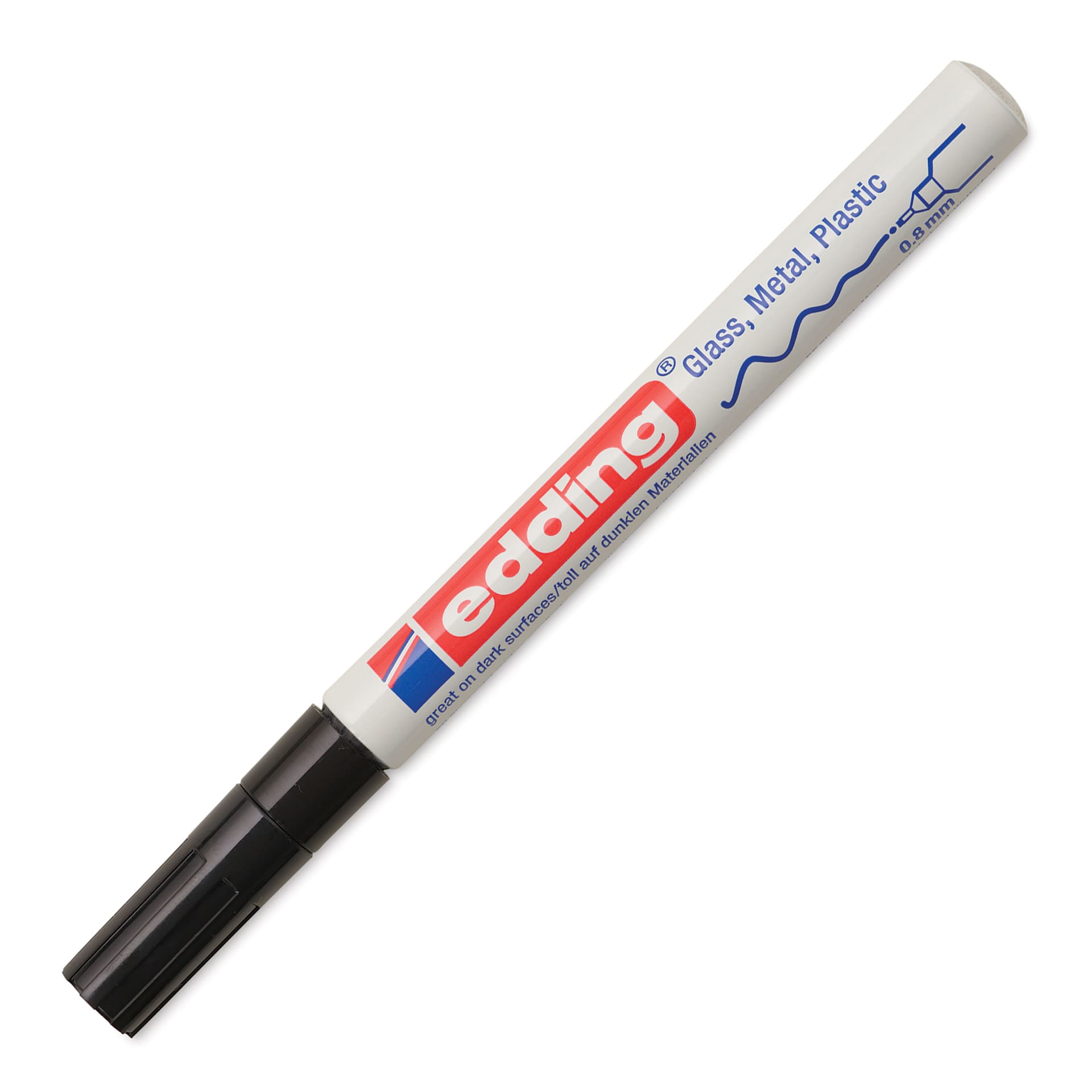 Edding Gloss Paint Marker - Black, Round Nib, 0.8 mm, cap on