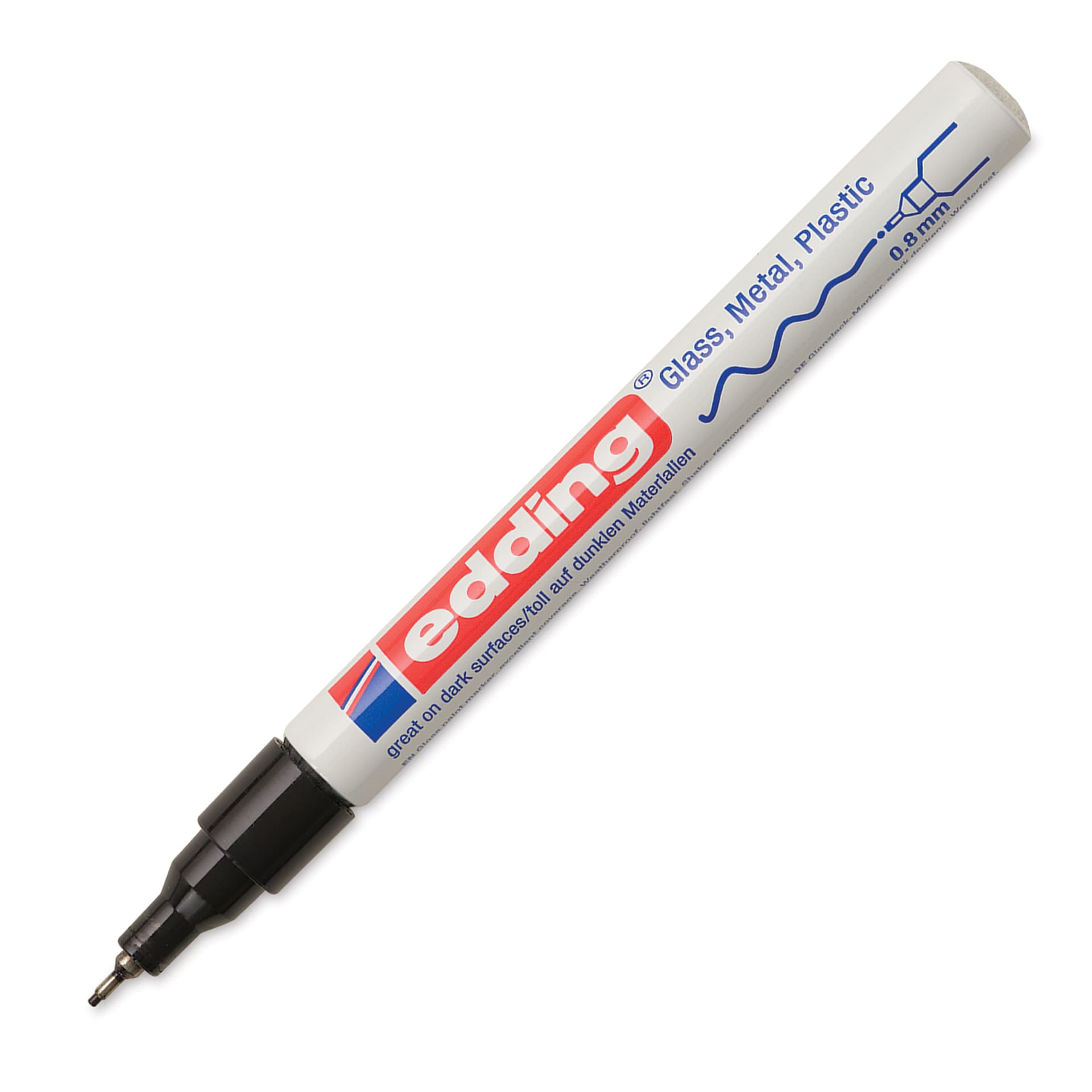 Edding Gloss Paint Marker - Black, Round Nib, 0.8 mm, cap off