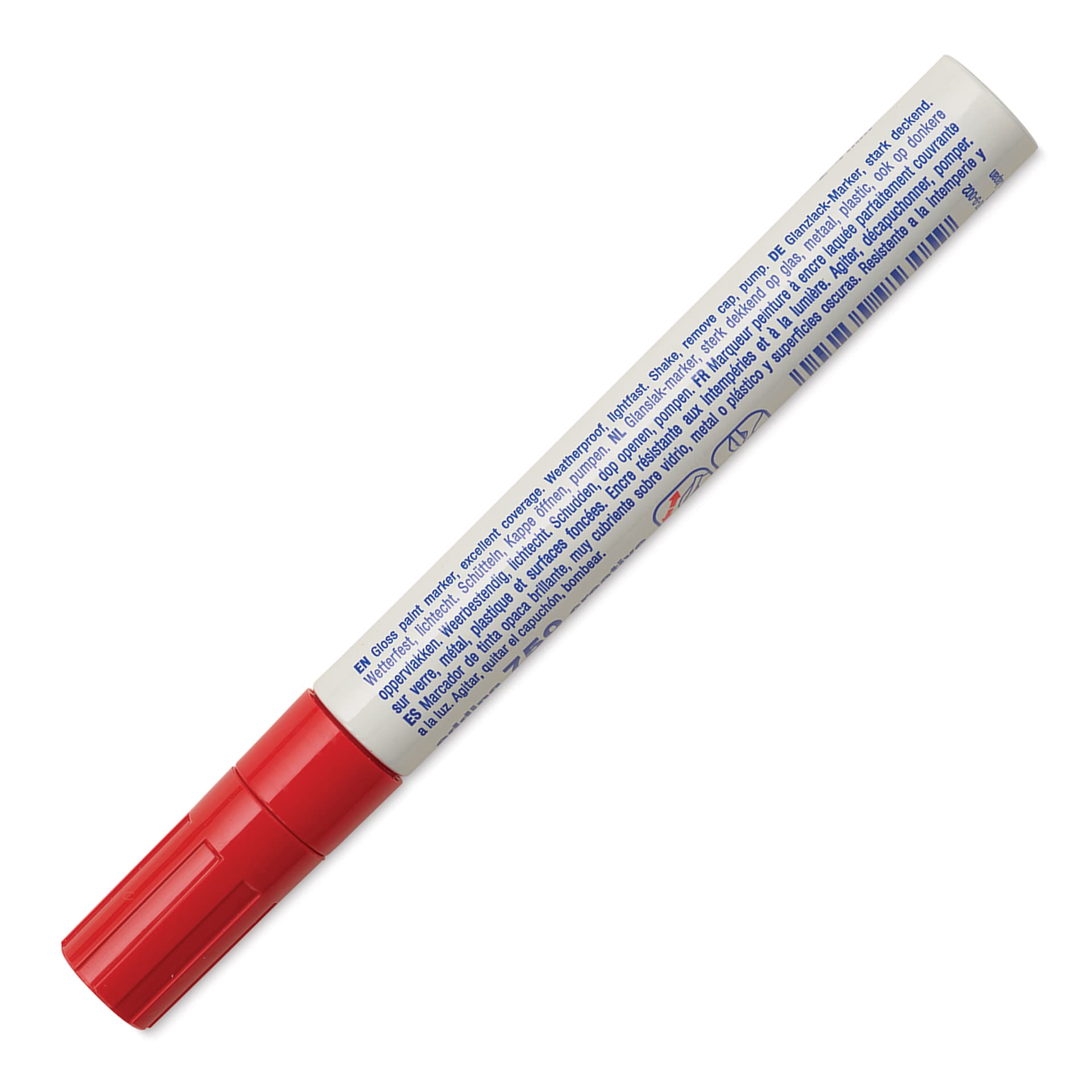 Edding Gloss Paint Marker - Red, Round Nib, 2-4 mm, marker barrel showing description