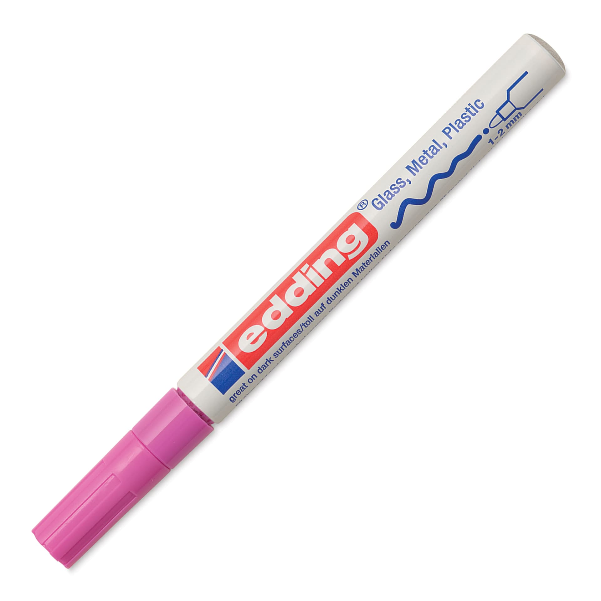 Edding Gloss Paint Marker - Pink, Round Nib, 1-2 mm, cap on
