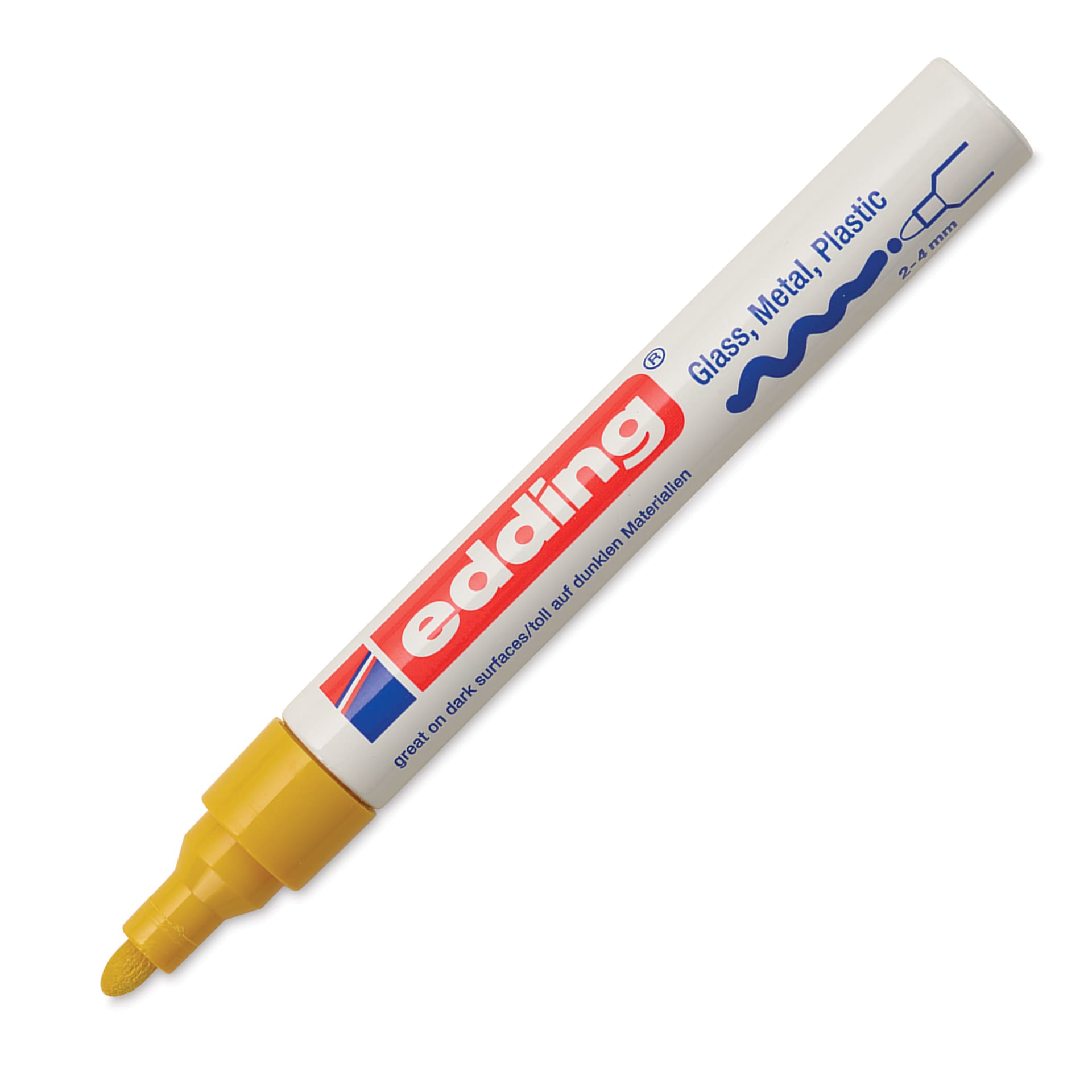 Edding Gloss Paint Marker - Yellow, Round Nib, 2-4 mm, cap off