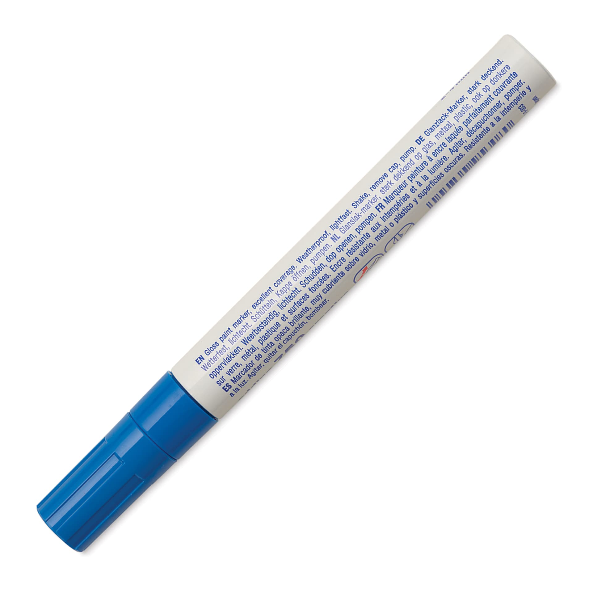 Edding Gloss Paint Marker - Blue, Round Nib, 2-4 mm, marker barrel showing description