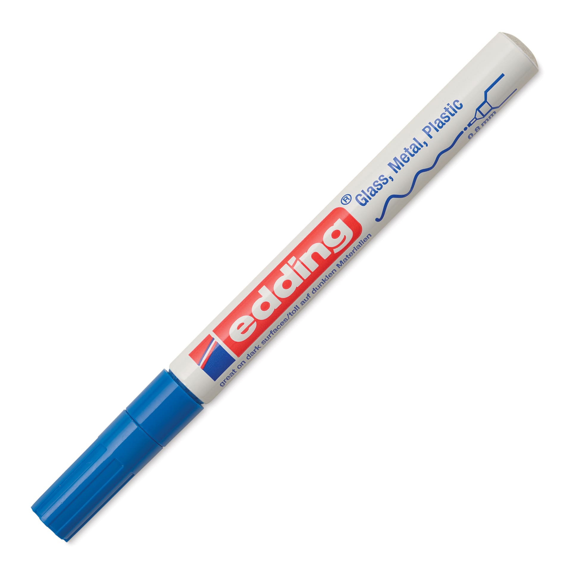 Edding Gloss Paint Marker - Blue, Round Nib, 0.8 mm, cap on