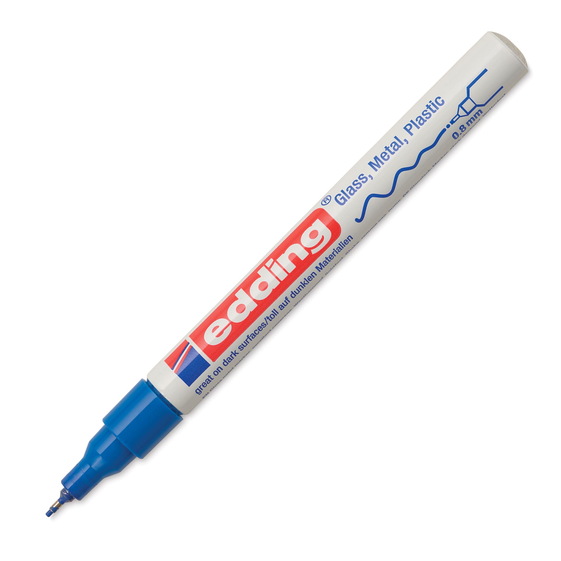 Edding Gloss Paint Marker - Blue, Round Nib, 0.8 mm, cap off