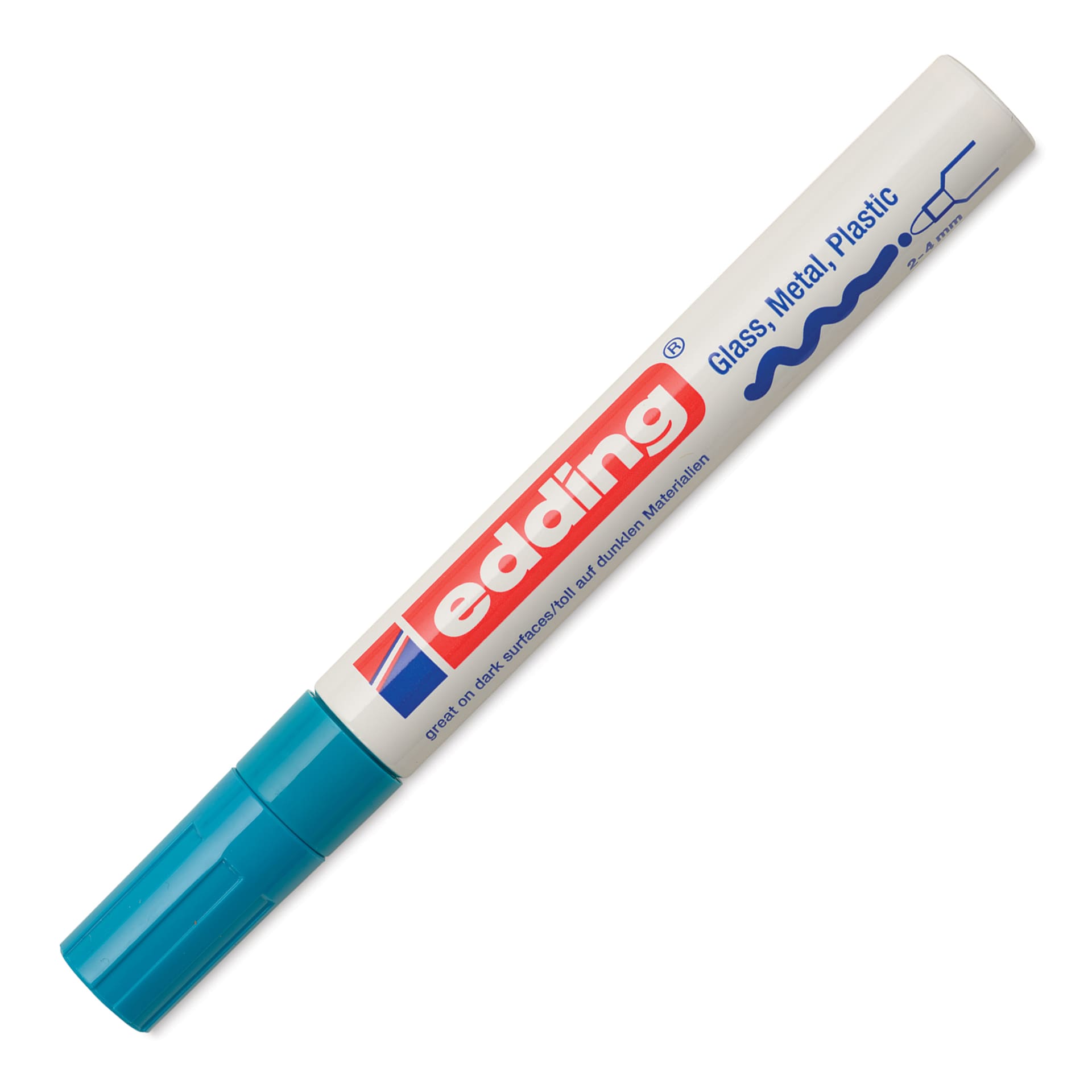 Edding Gloss Paint Marker - Light Blue, Round Nib, 2-4 mm, cap on
