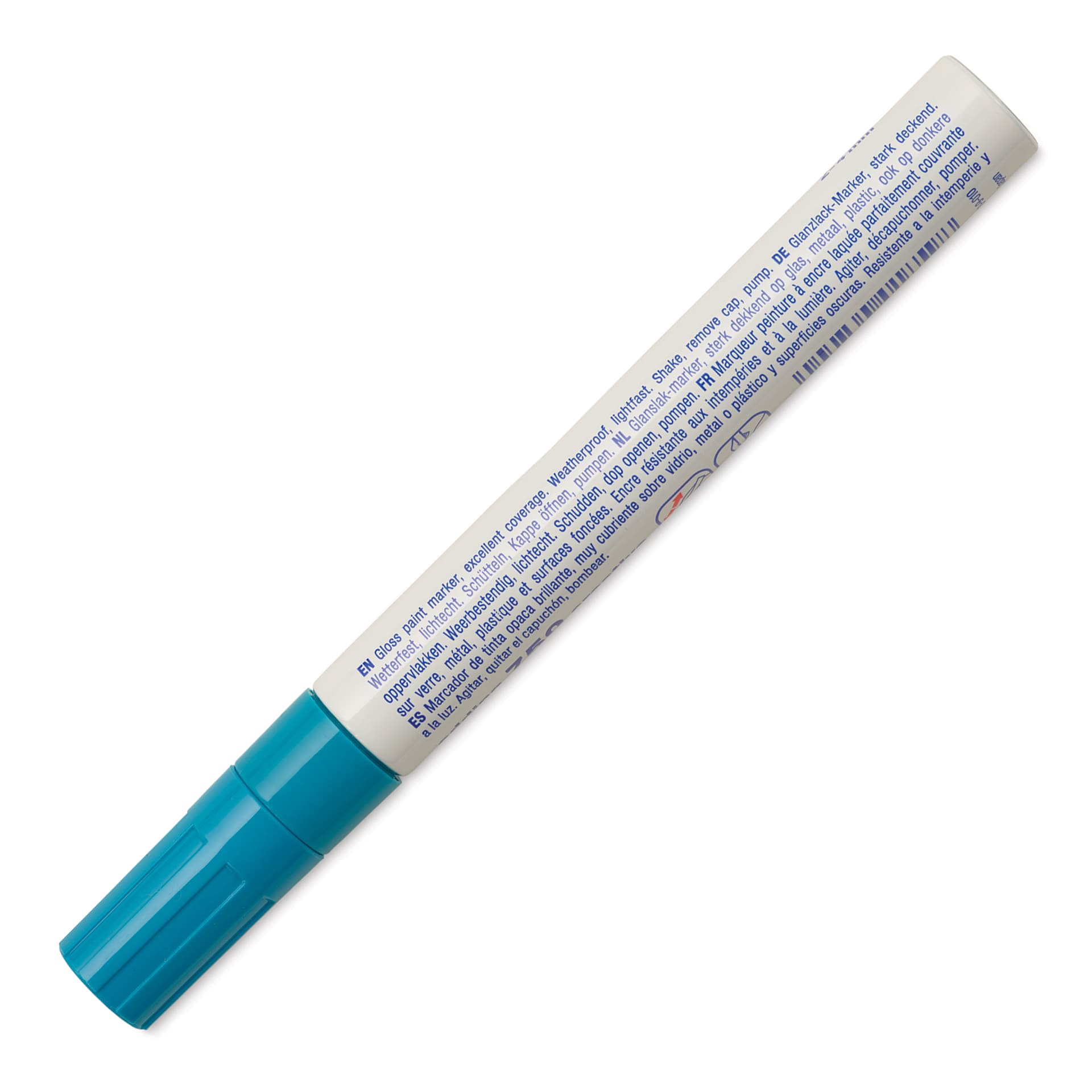 Edding Gloss Paint Marker - Light Blue, Round Nib, 2-4 mm, marker barrel showing description