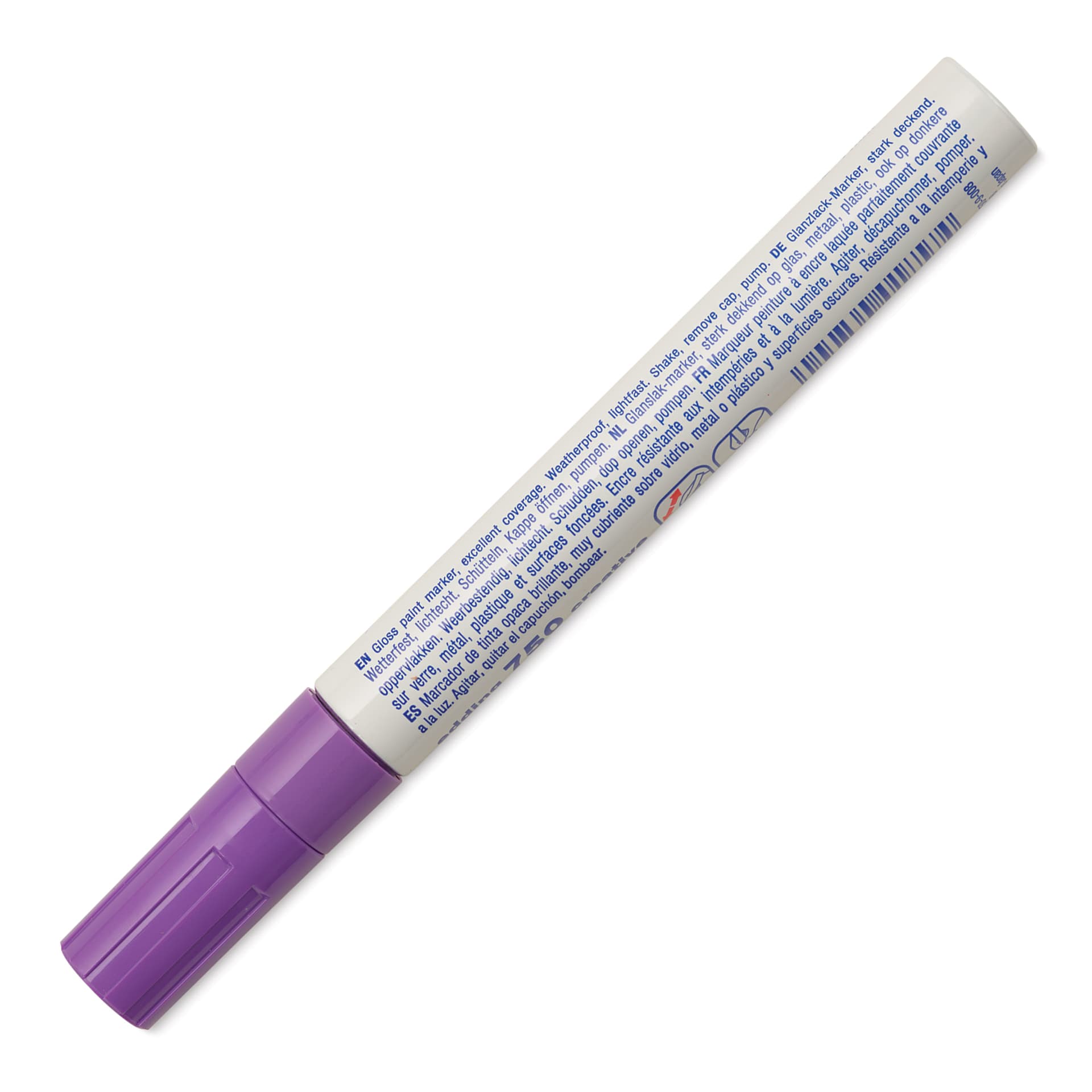 Edding Gloss Paint Marker - Violet, Round Nib, 2-4 mm, marker barrel showing description