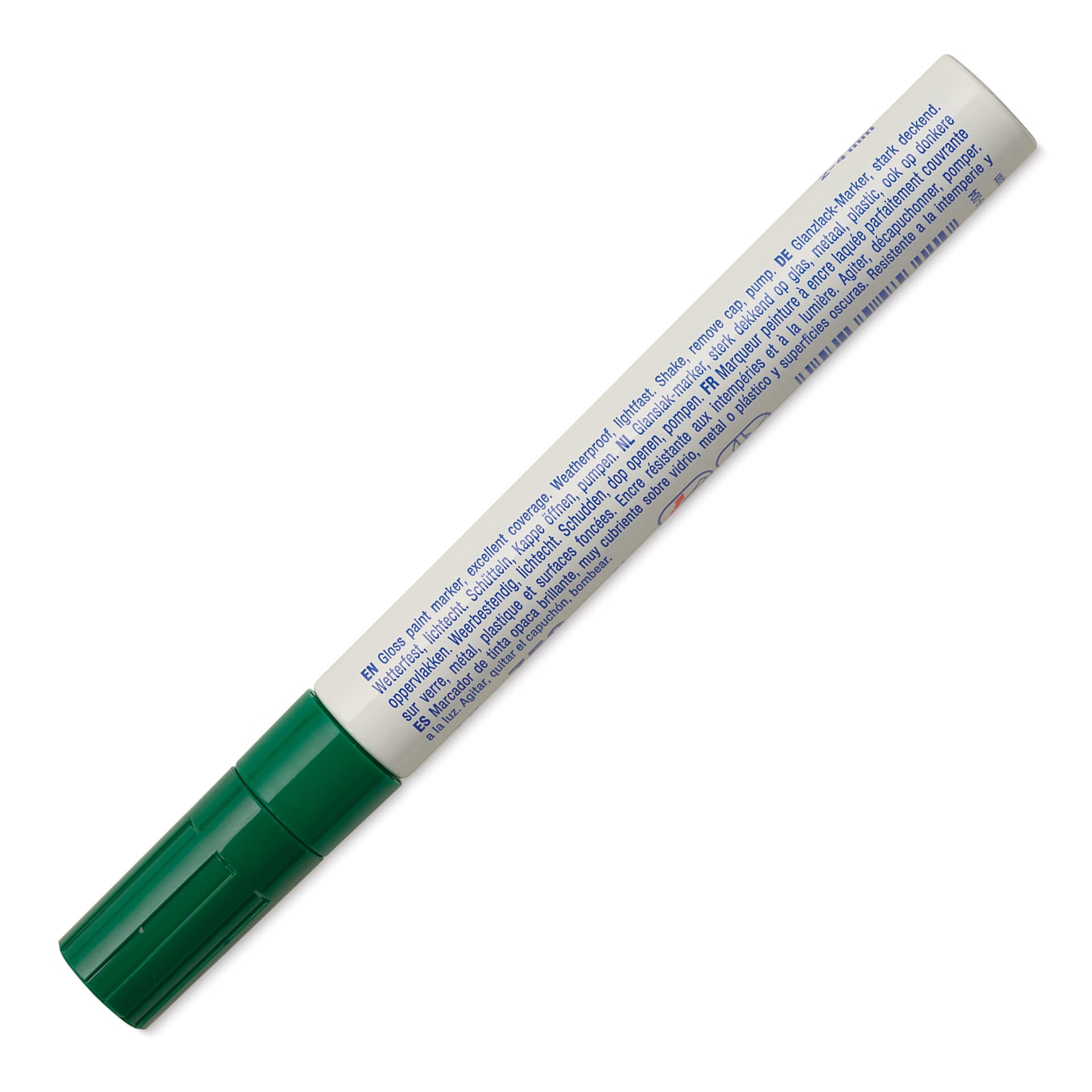Edding Gloss Paint Marker - Green, Round Nib, 2-4 mm, marker barrel showing description