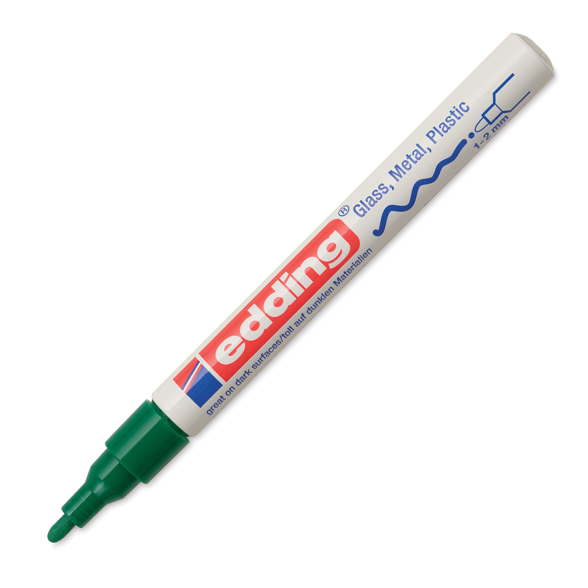 Edding Gloss Paint Marker - Green, Round Nib, 1-2 mm, cap off