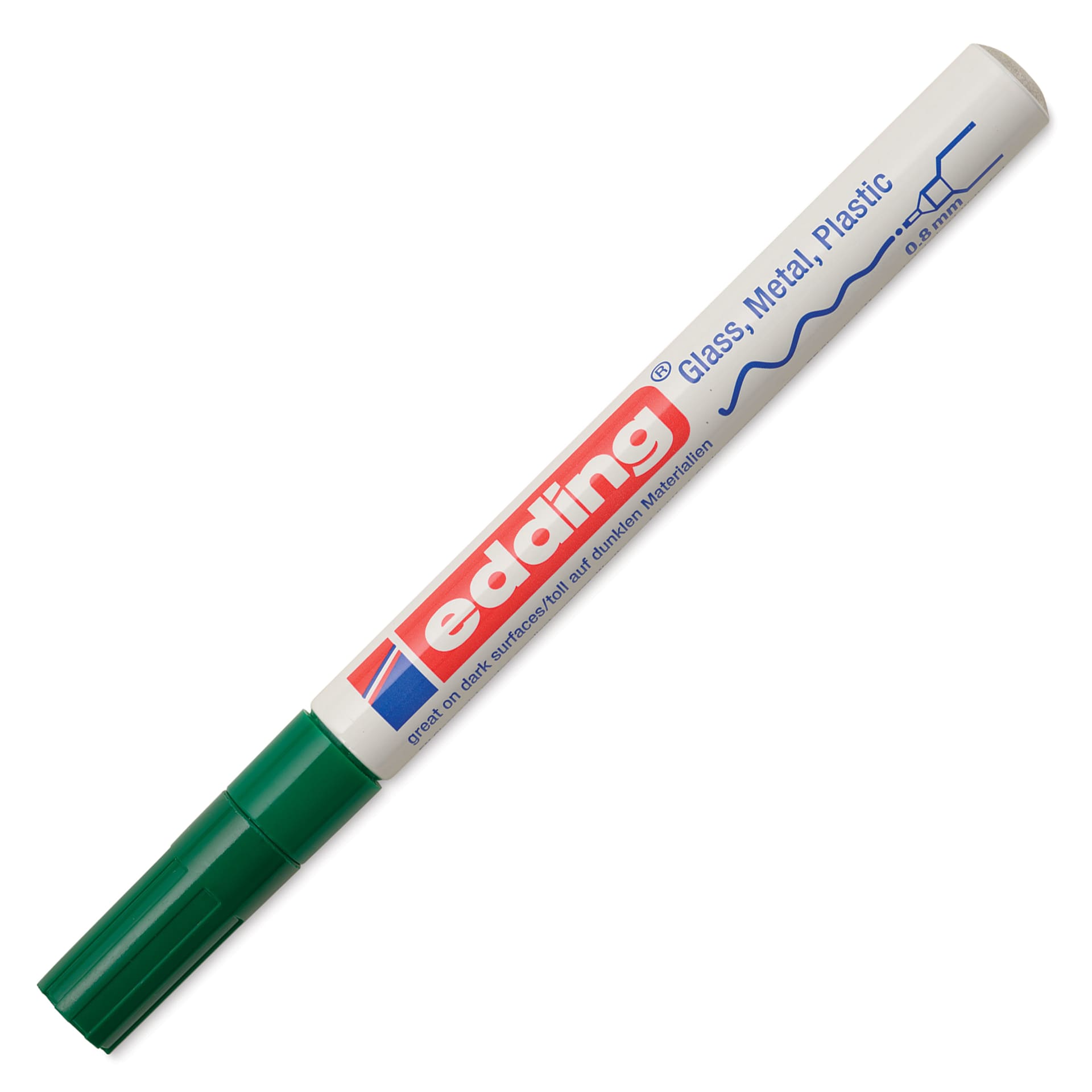 Edding Gloss Paint Marker - Green, Round Nib, 0.8 mm, cap on