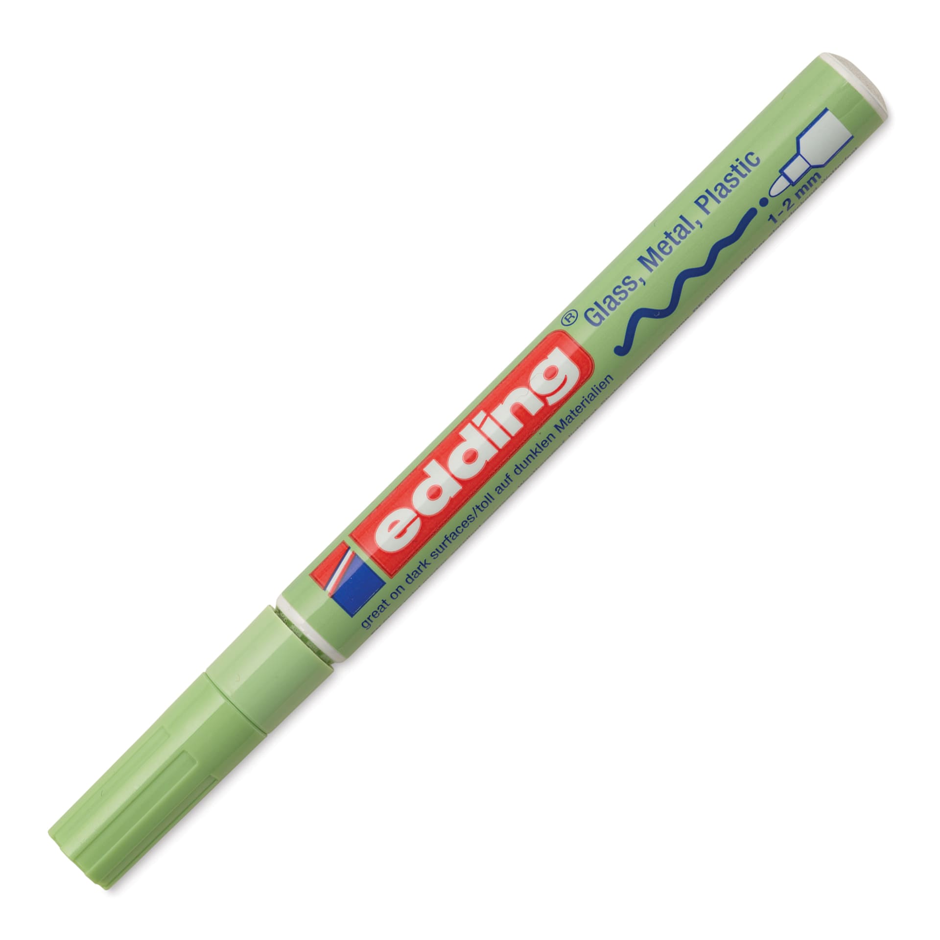 Edding Gloss Paint Marker - Pastel Green, Round Nib, 1-2 mm, cap on