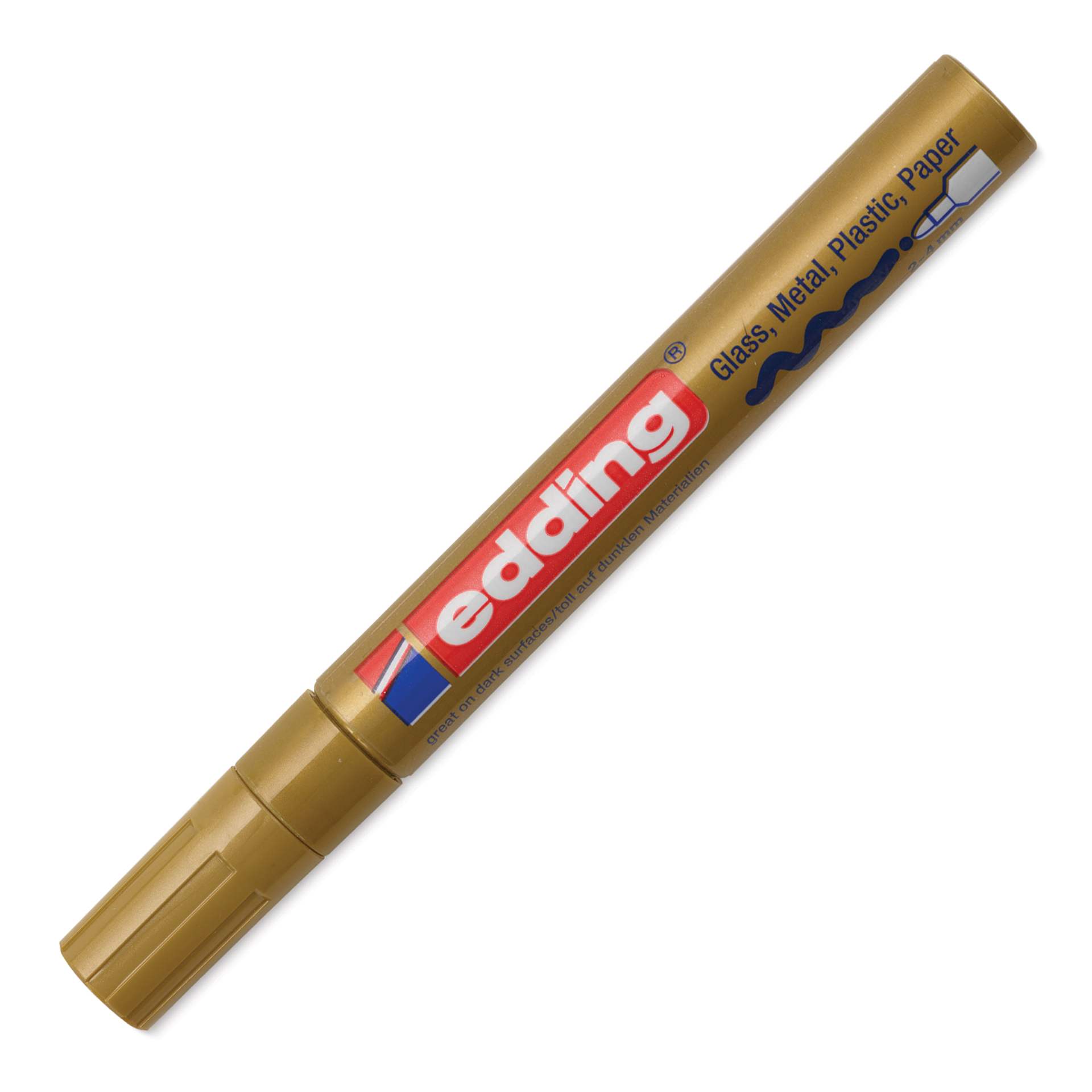 Edding Gloss Paint Marker - Gold, Round Nib, 2-4 mm, cap on