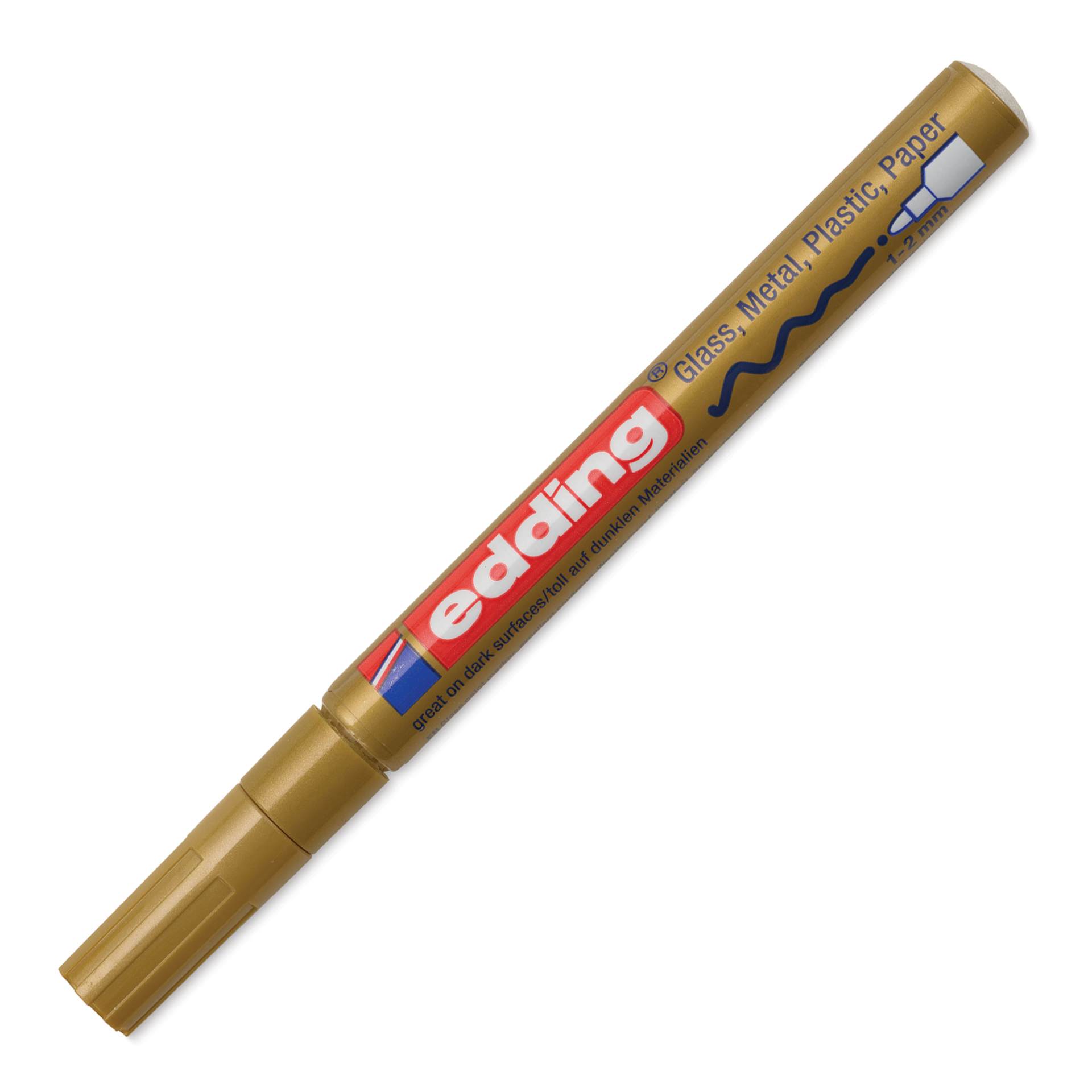 Edding Gloss Paint Marker - Gold, Round Nib, 1-2 mm, cap on