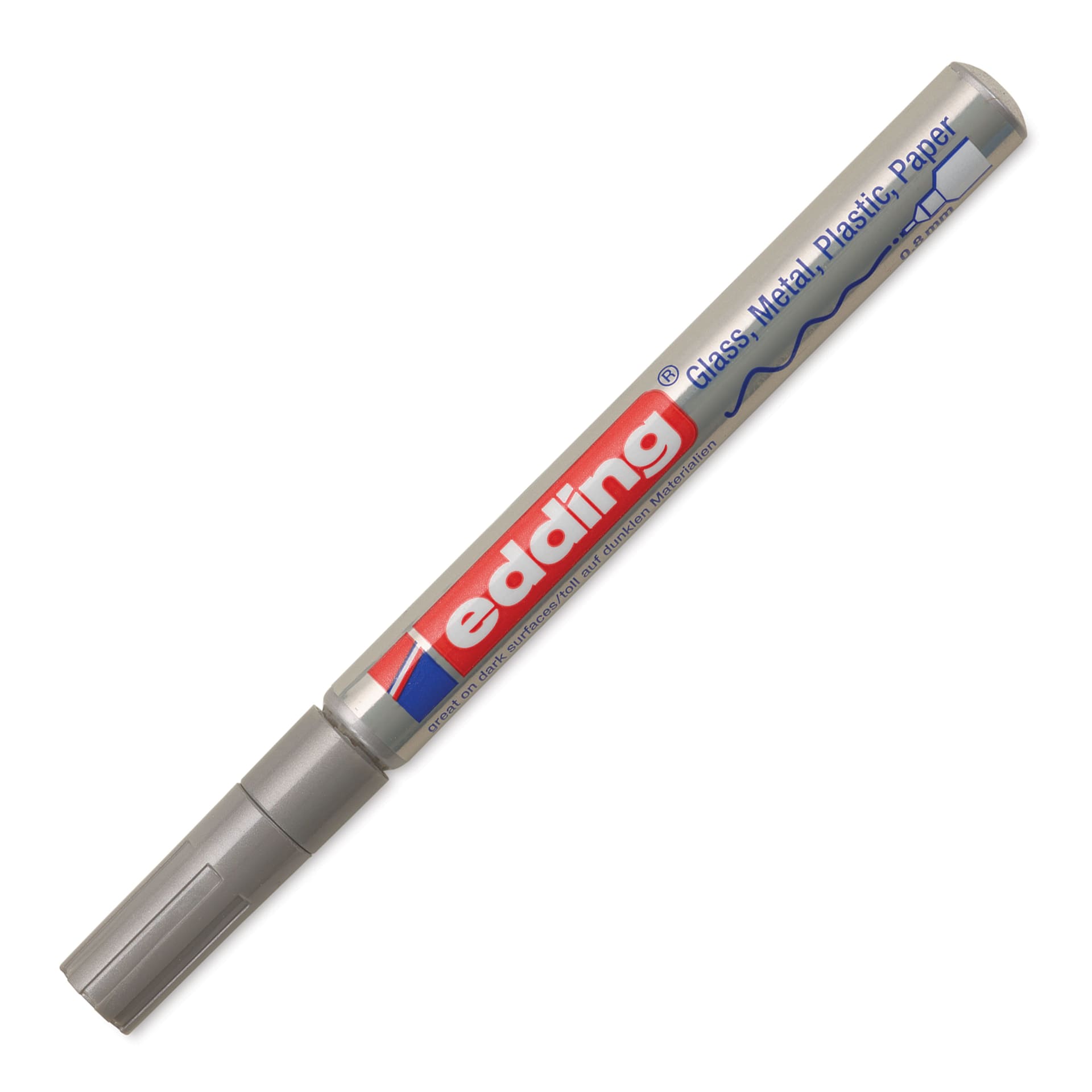 Edding Gloss Paint Marker - Silver, Round Nib, 0.8 mm, cap on