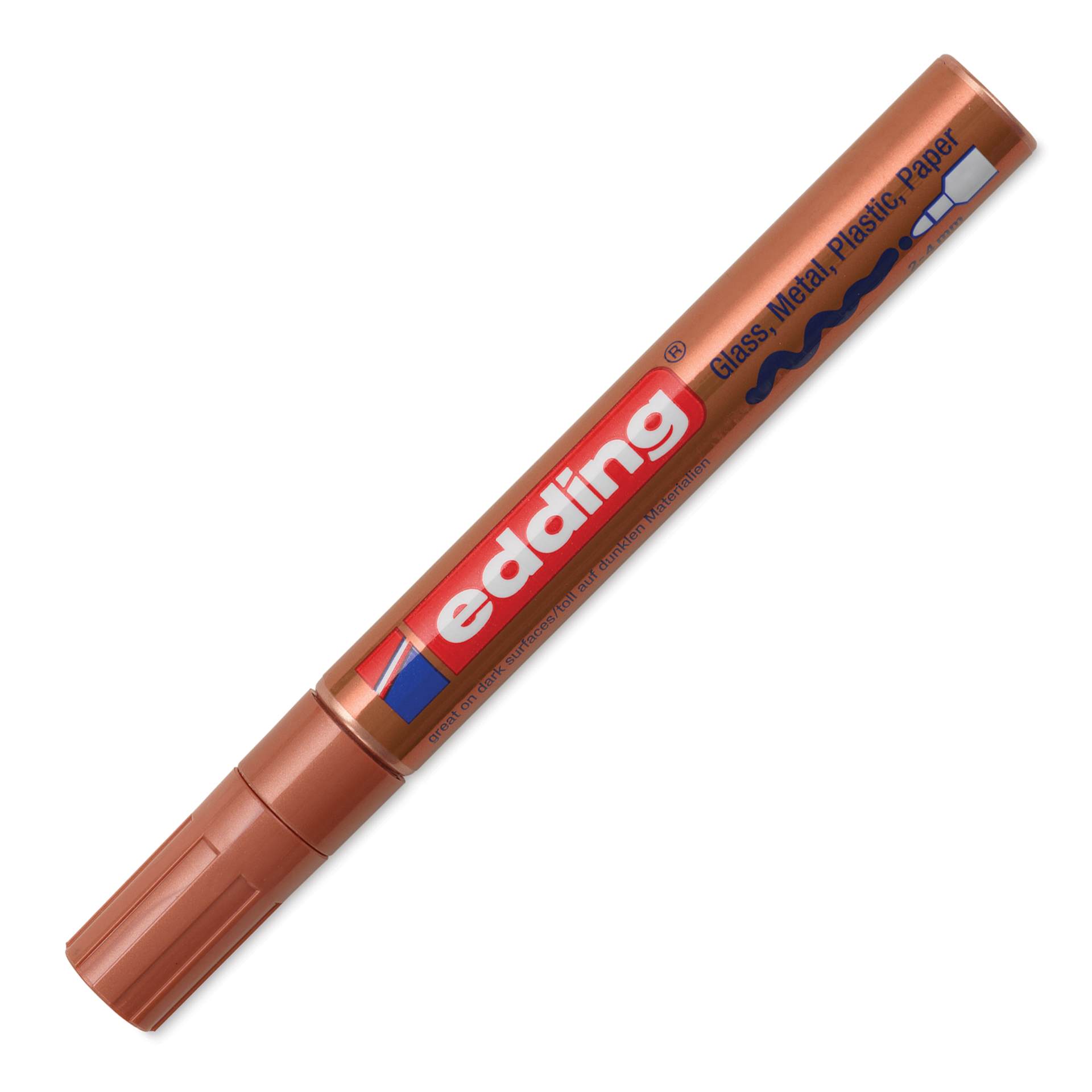 Edding Gloss Paint Marker - Copper, Round Nib, 2-4 mm, cap on