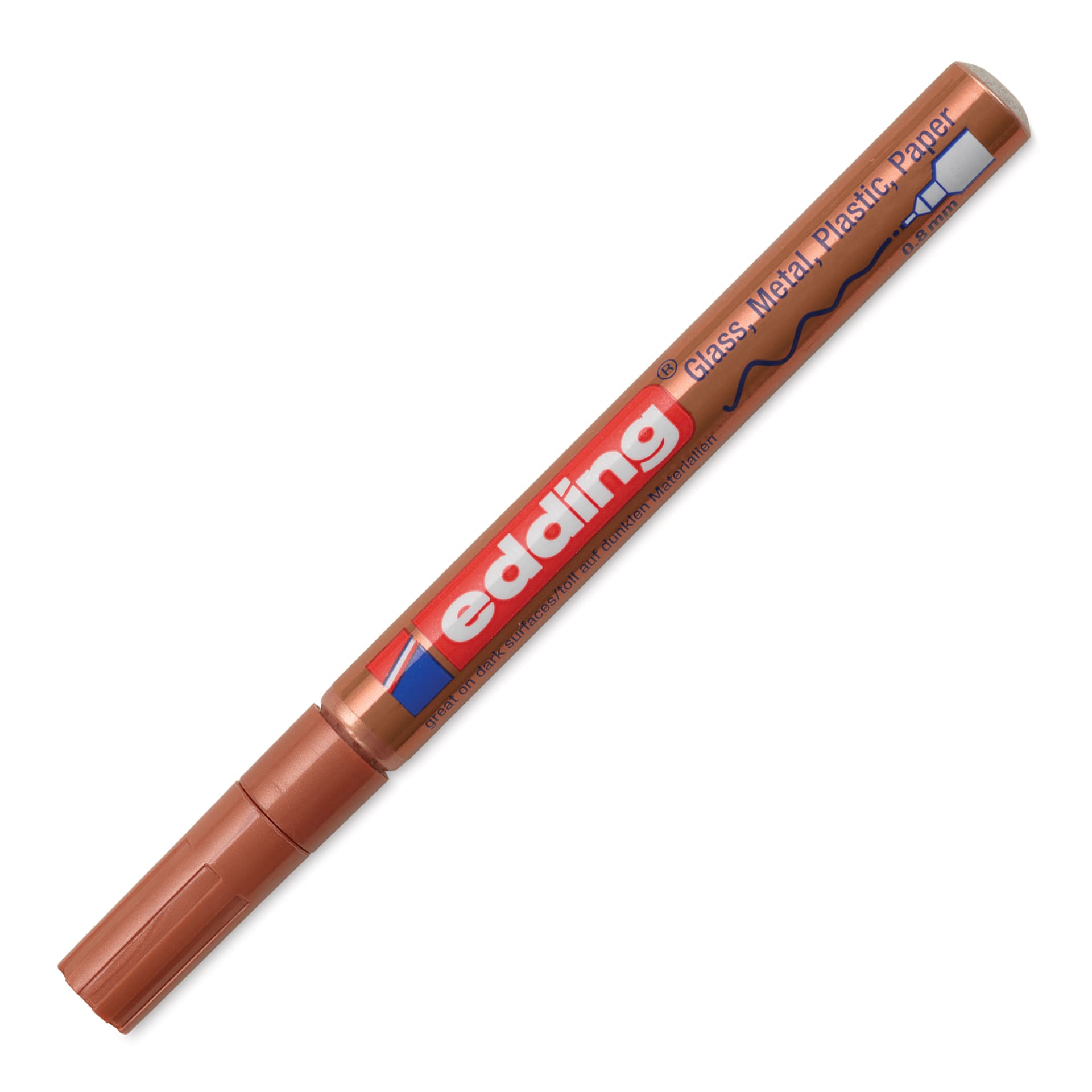 Edding Gloss Paint Marker - Copper, Round Nib, 0.8 mm, cap on