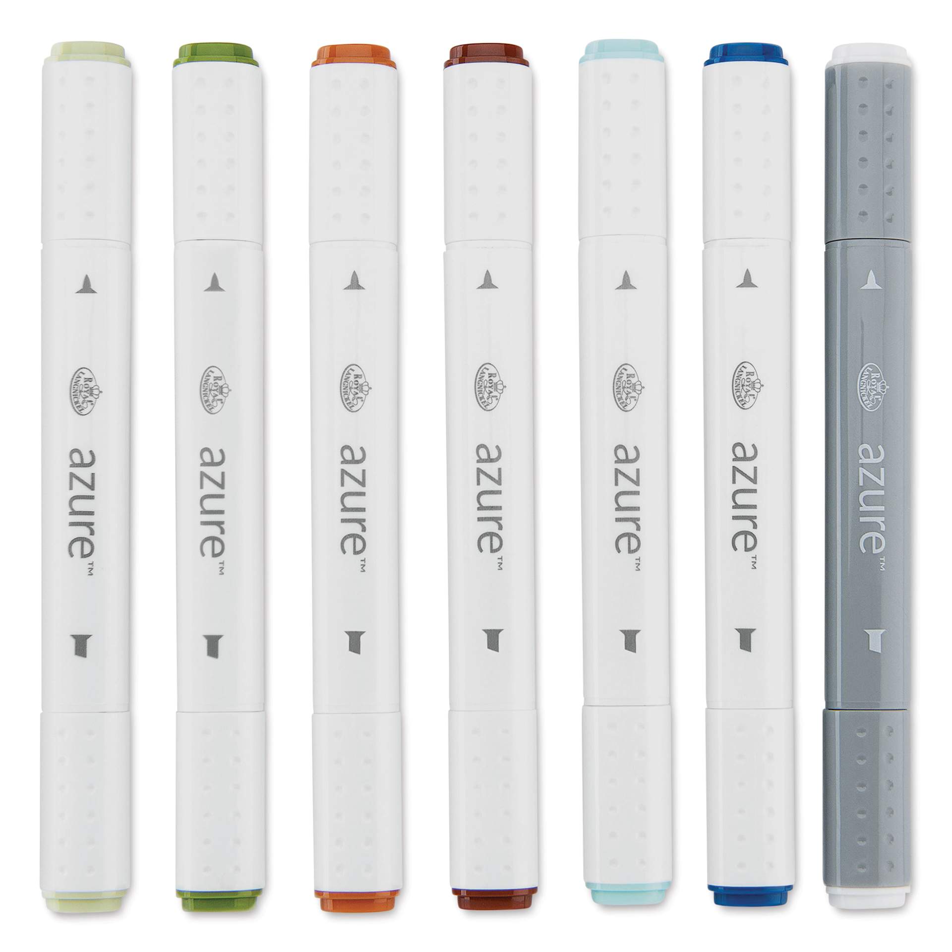 Royal & Langnickel Azure Dual Tip Markers - Set of 7, Trial Colors, markers laid out