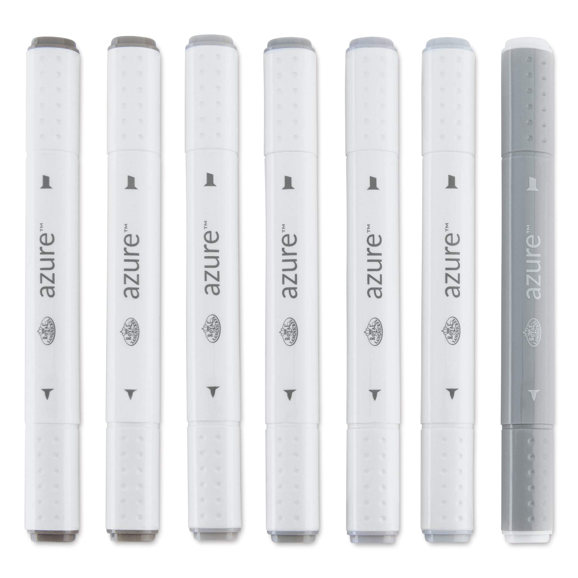 Royal & Langnickel Azure Dual Tip Markers - Set of 7, Warm Gray Colors, markers laid out
