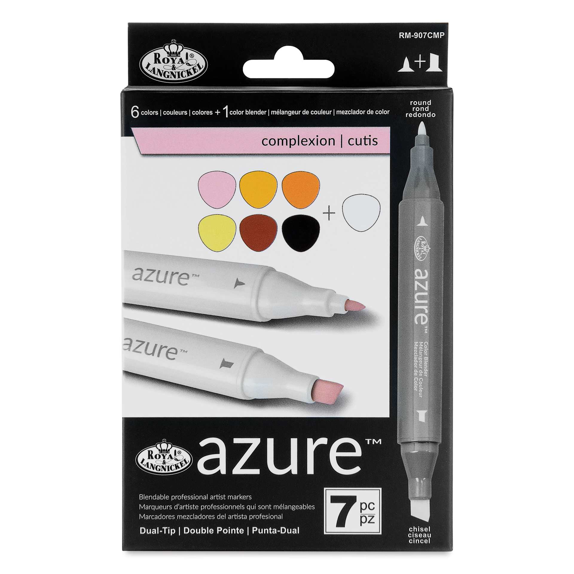 Royal & Langnickel Azure Dual Tip Markers - Set of 7, Complexion Colors, front of the packaging