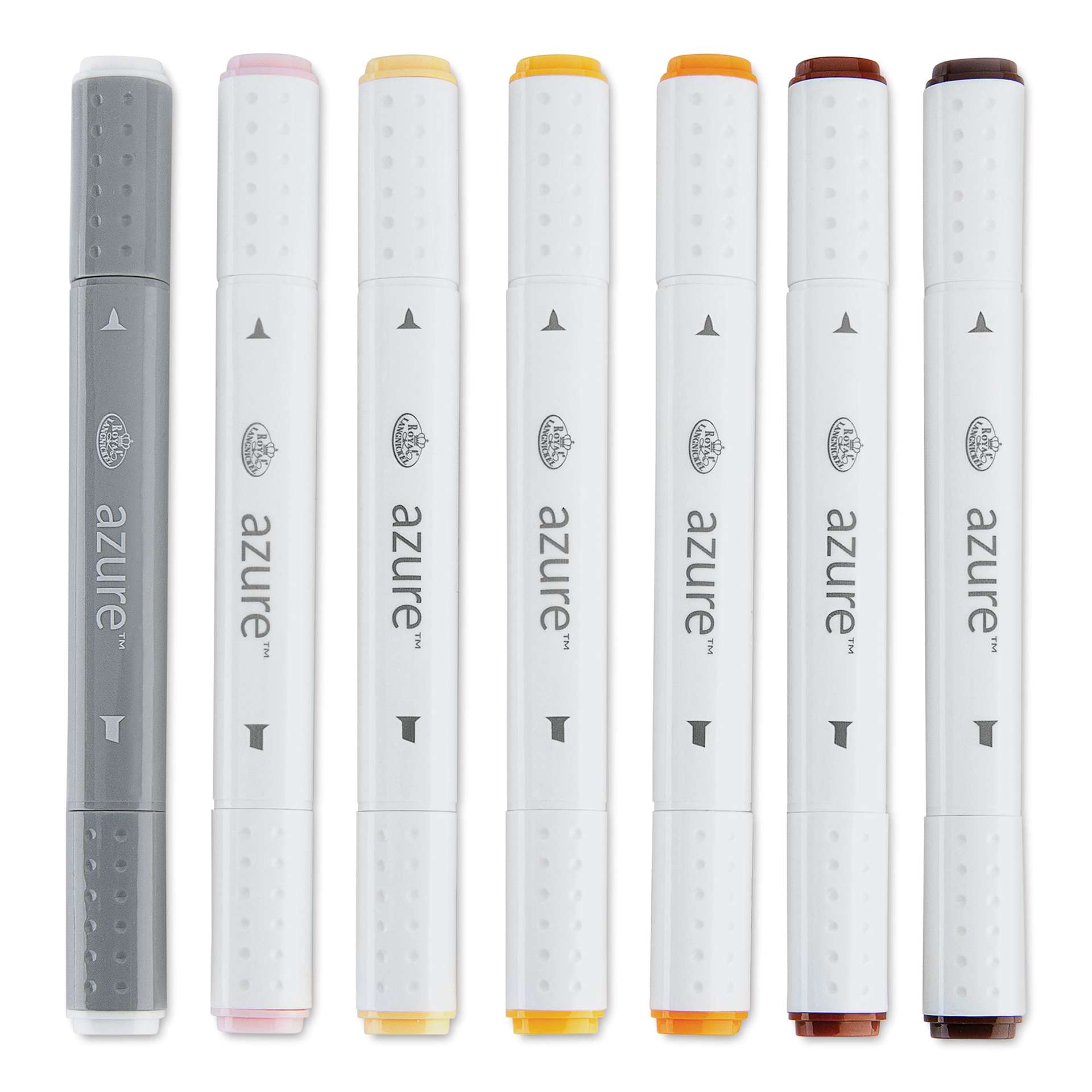 Royal & Langnickel Azure Dual Tip Markers - Set of 7, Complexion Colors, markers laid out
