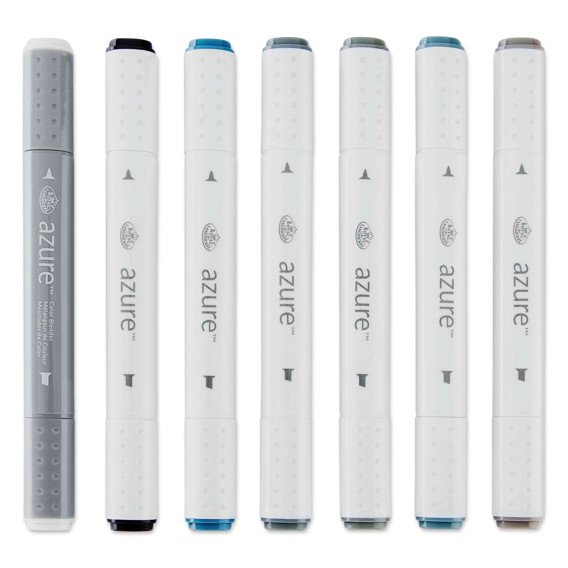 Royal & Langnickel Azure Dual Tip Markers - Set of 7, Stone Colors, markers laid out