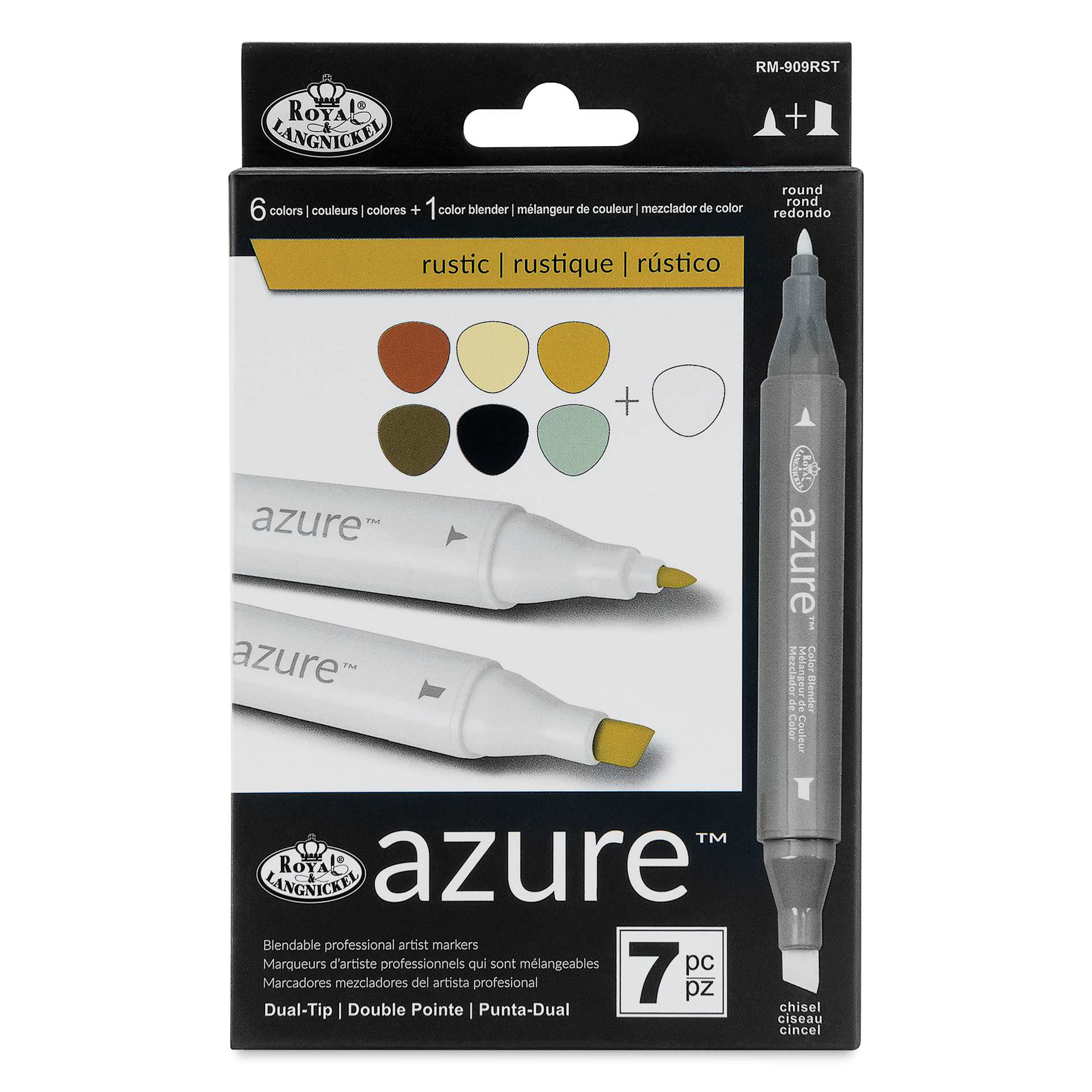 Royal & Langnickel Azure Dual Tip Markers - Set of 7, Rustic Colors, front of the packaging