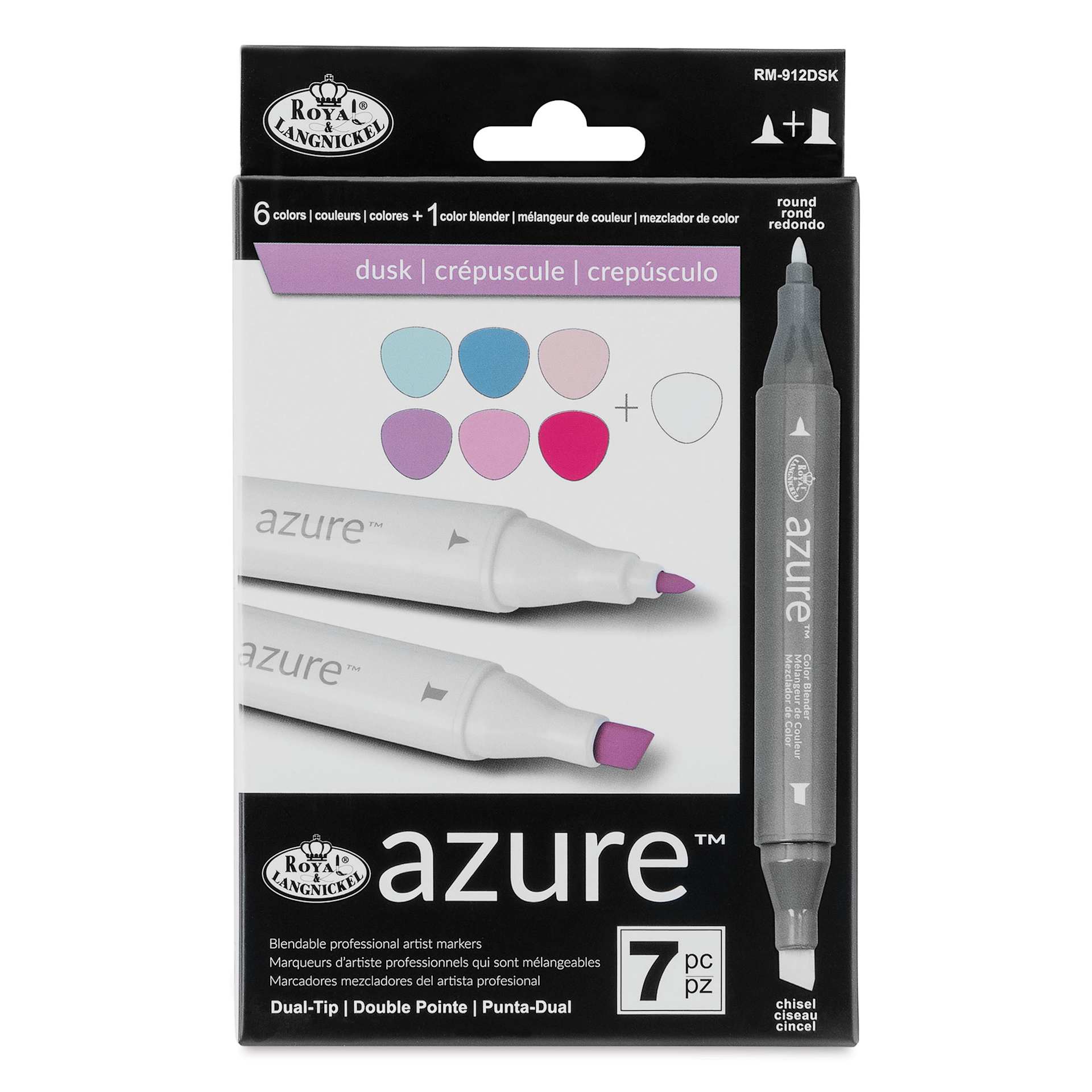 Royal & Langnickel Azure Dual Tip Markers - Set of 7, Dusk Colors, front of the packaging