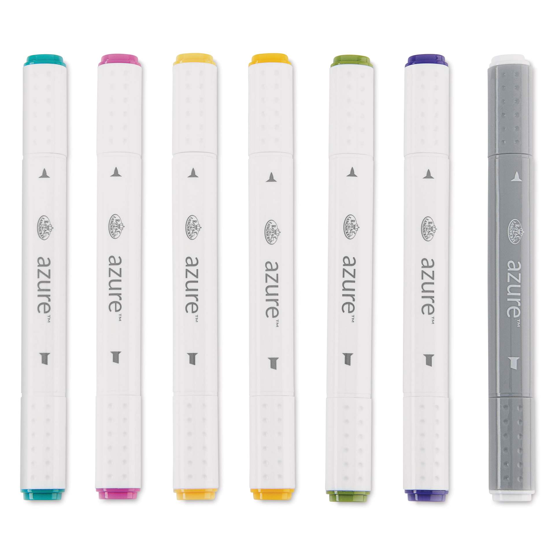 Royal & Langnickel Azure Dual Tip Markers - Set of 7, Hue Colors, markers laid out