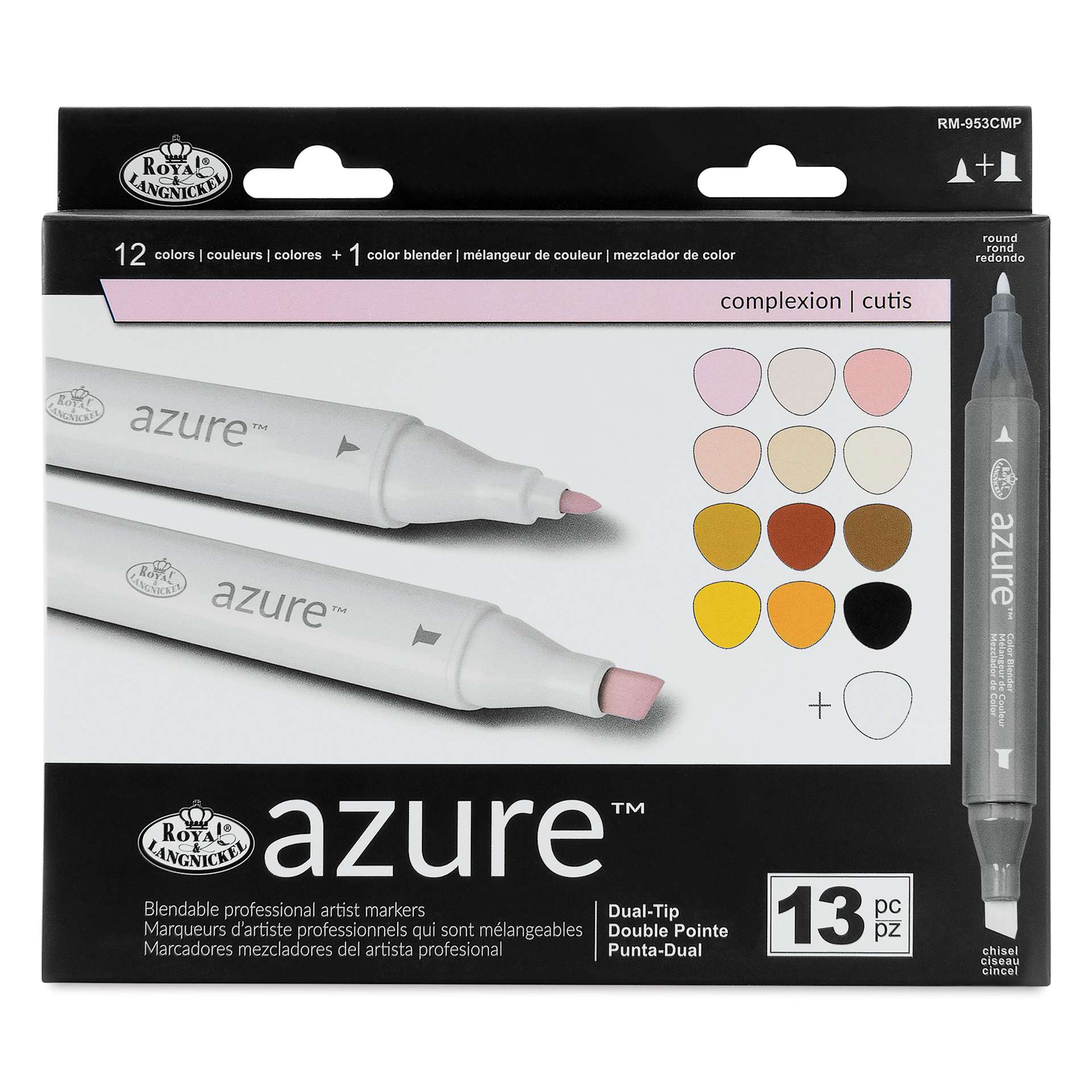 Royal & Langnickel Azure Dual Tip Markers - Set of 13, Complexion Colors, front of the packaging