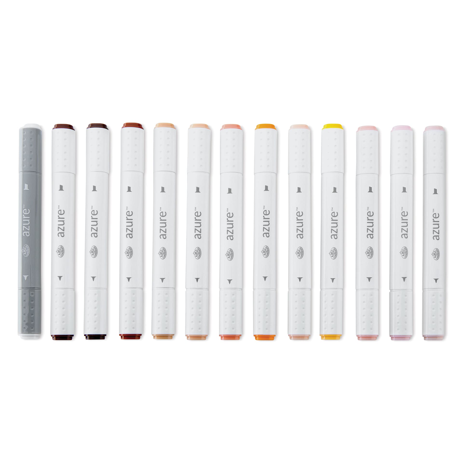 Royal & Langnickel Azure Dual Tip Markers - Set of 13, Complexion Colors, markers laid out