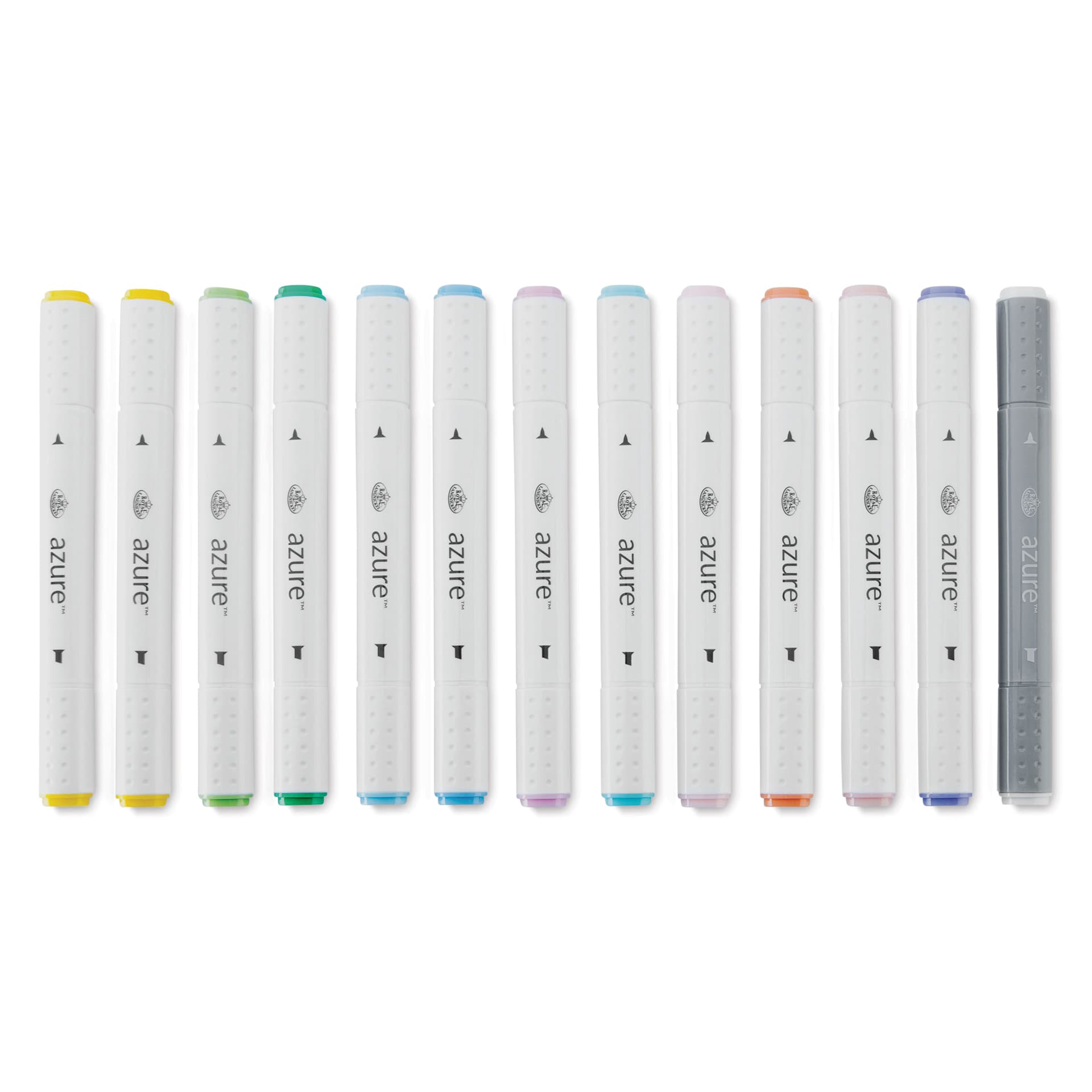 Royal & Langnickel Azure Dual Tip Markers - Set of 13, Spring Colors, markers laid out