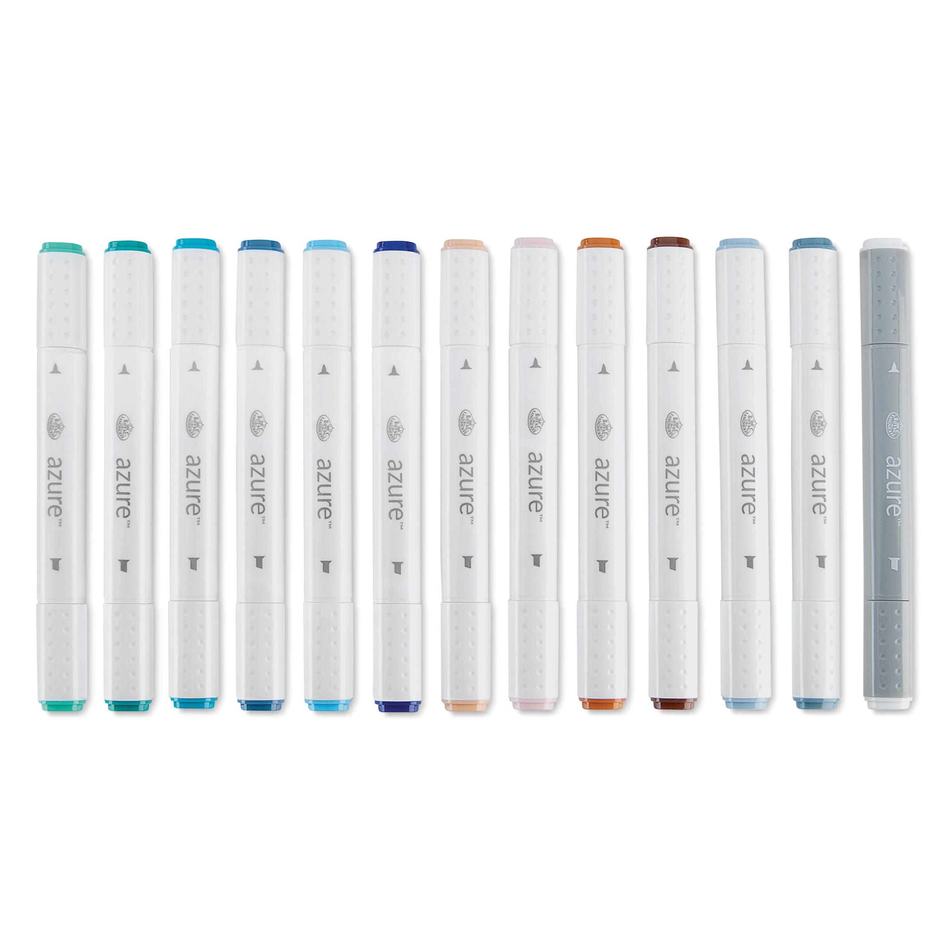 Royal & Langnickel Azure Dual Tip Markers - Set of 13, Seashore Colors, markers laid out