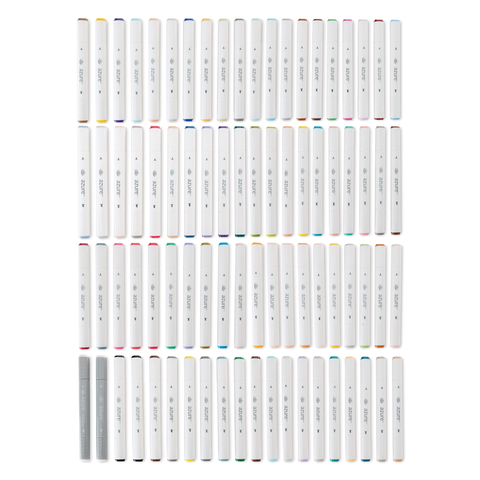 Royal & Langnickel Azure Dual Tip Markers - Set of 80, markers laid out