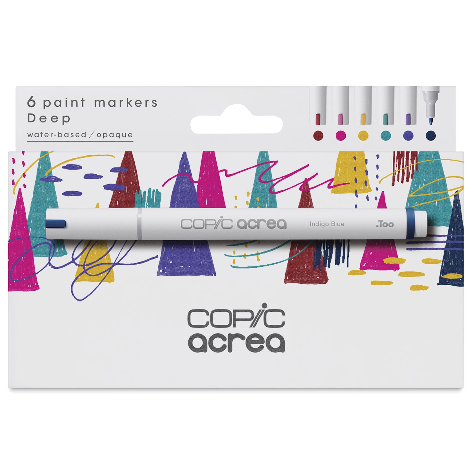 Copic Acrea Paint Markers - Deep Colors, Set of 6, front of the packaging