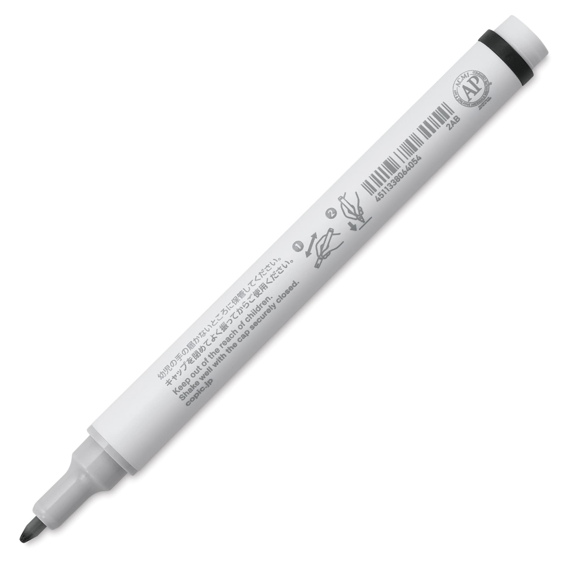 Copic Acrea Paint Marker - Rich Black 002, marker barrel showing usage instructions